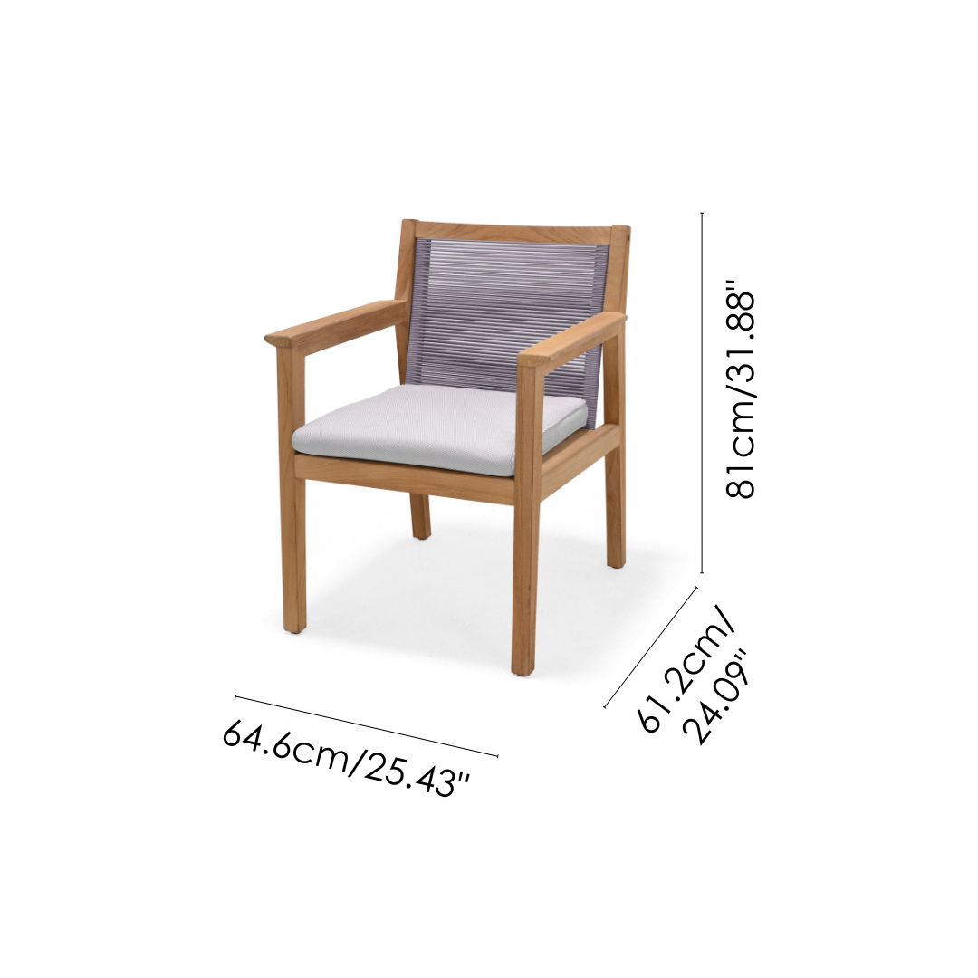 Agate Teak and Rope Armchair Taupe by LifestyleGarden US - product image 2 for Resin Society