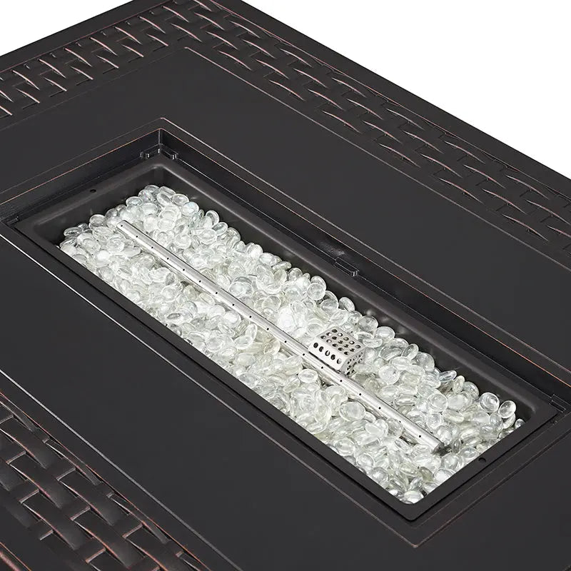 Albany 44" Rectangular Woven Aluminum Convertible Gas Fire Pit Table by Fire Sense/Balkene Home - product image 6 for Resin Society