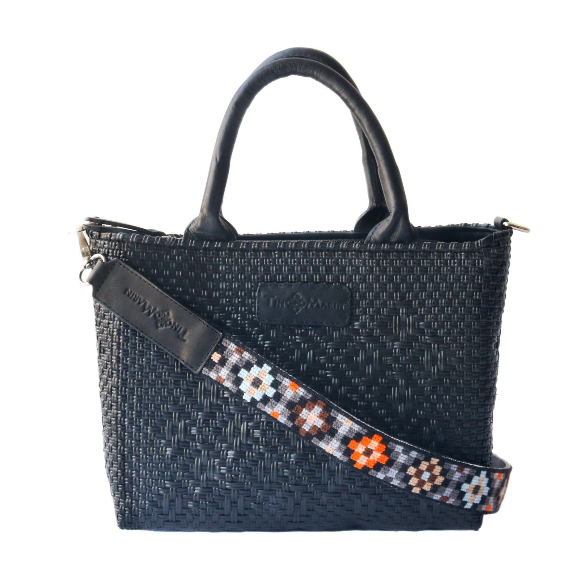 Mai Woven Bag Strap - Brown & Orange with Black Leather by Tin Marin Brand - product image 2 for Resin Society