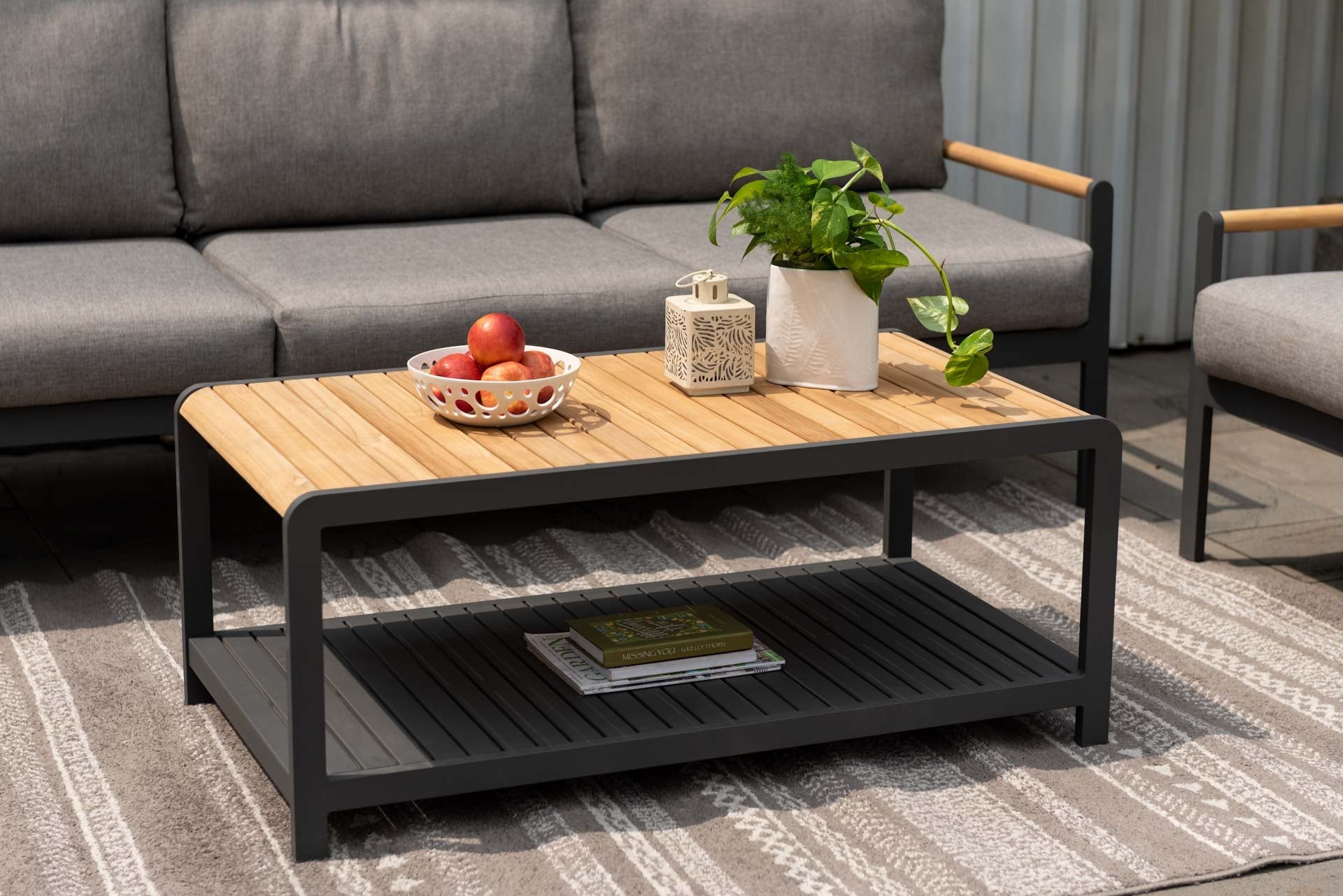 Amber Teak and Aluminum Rectangular Coffee Table by LifestyleGarden US - product image 2 for Resin Society