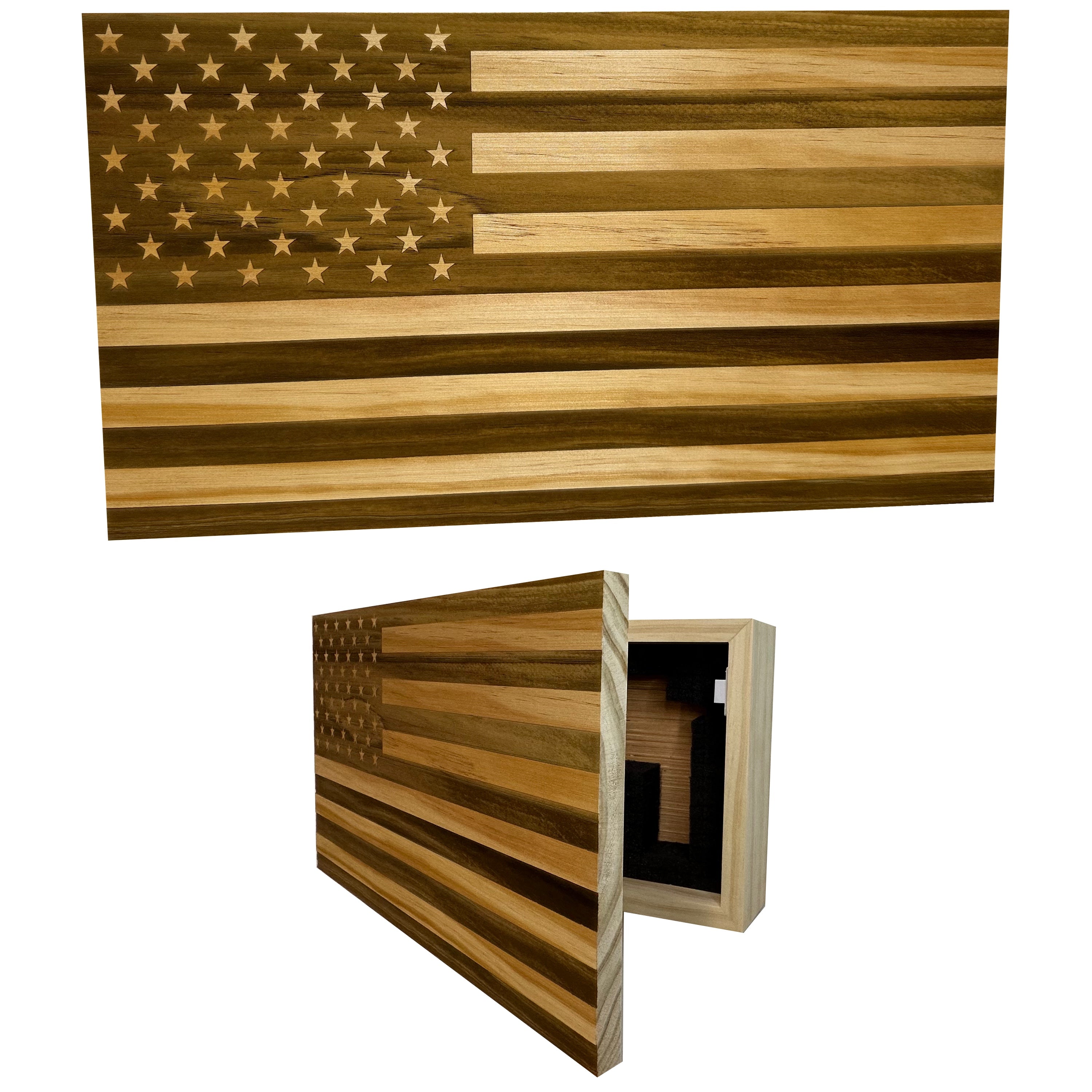 American Flag Hidden Gun Storage Decorative & Secure Wall-Mounted by Bellewood Designs - main product image for Resin Society