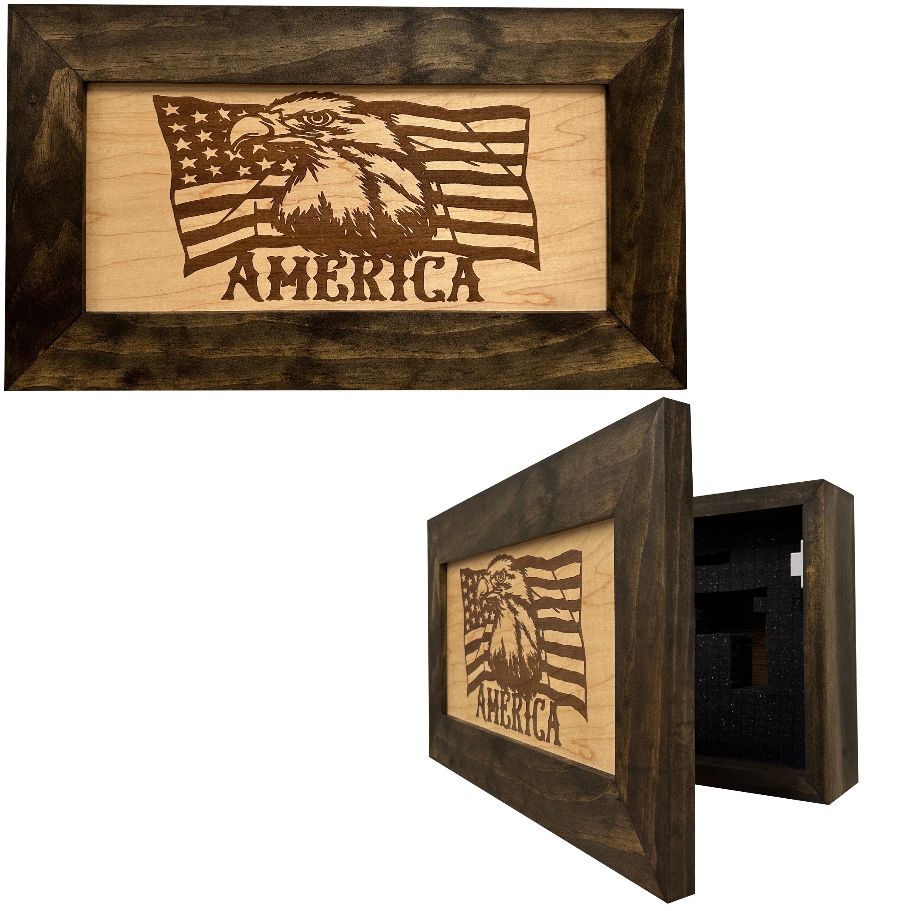 American Flag with Bald Eagle Patriotic Decorative Wall-Mounted Secure by Bellewood Designs - main product image for Resin Society