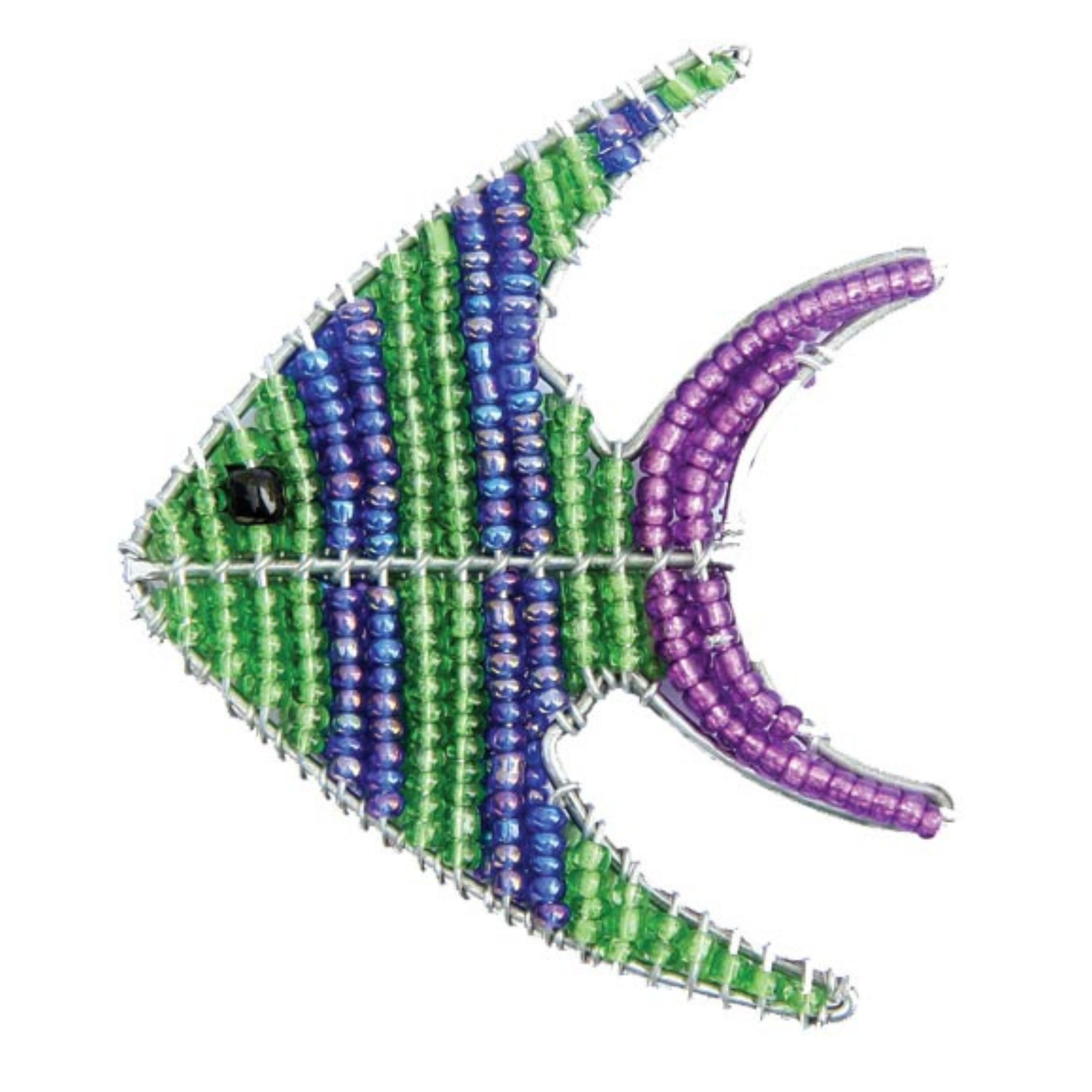 Handmade Beaded Angel Fish Keyring – Haitian Artisan Gift.