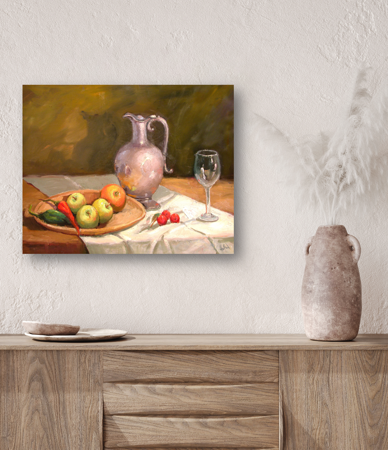 Apples on Table Artist Enhanced Canvas Print by John Beard Collection - product image 4 for Resin Society