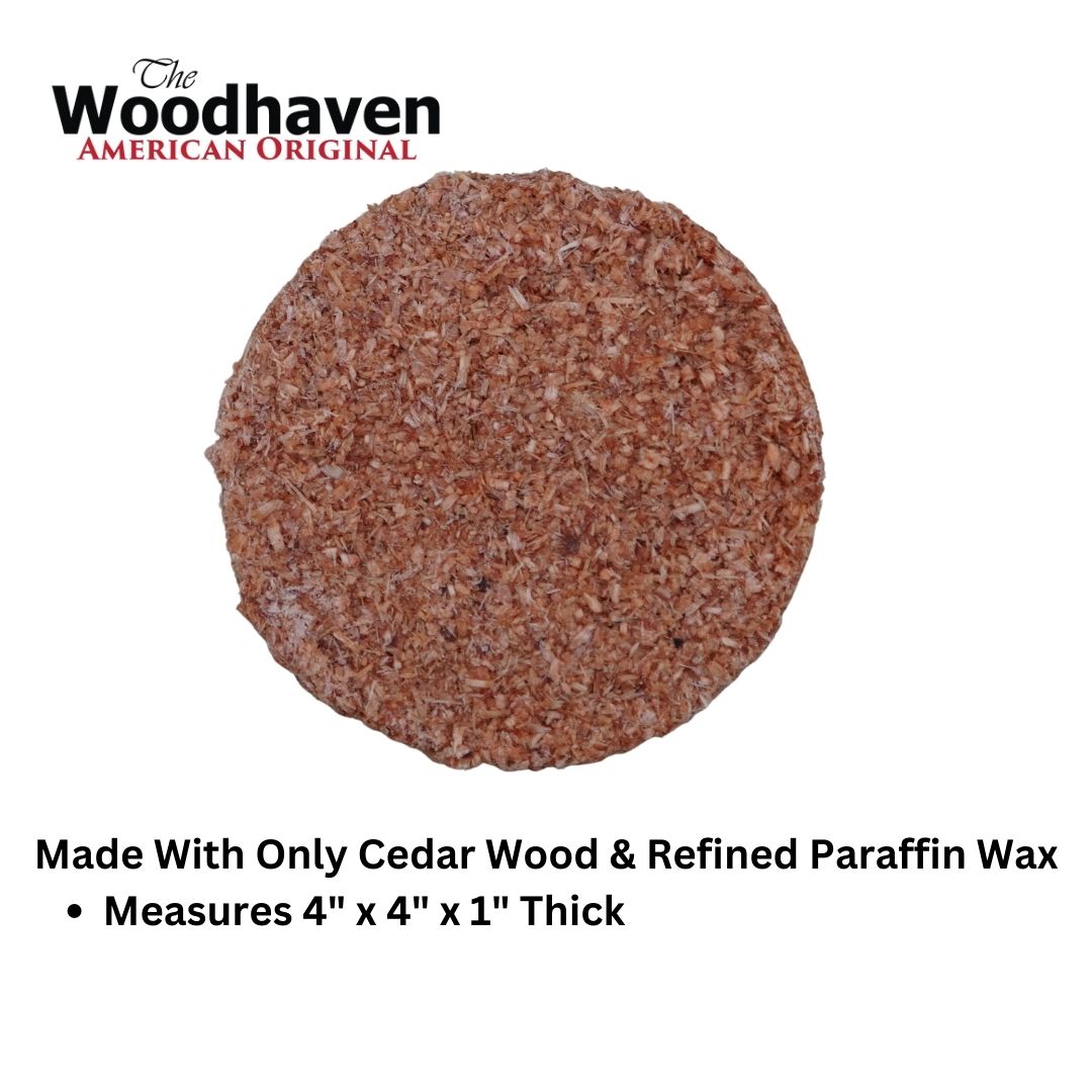 The Woodhaven Cedar Fire Starters - wood disks for easy fire starting