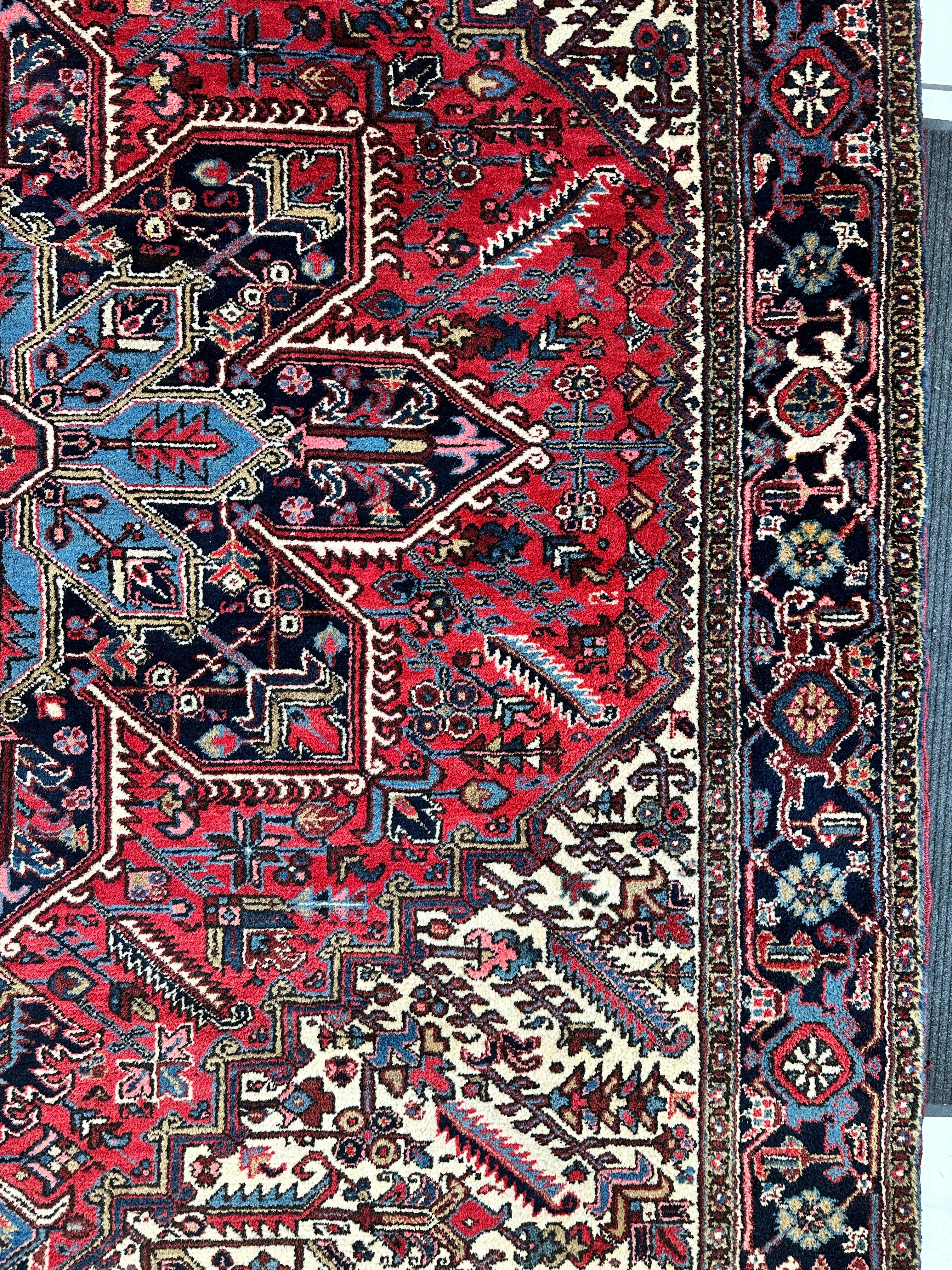 Hand-Knotted Persian Heriz Wool Rug – 9’ x 12’ – Geometric Medallion by Rugistan - product image 10 for Resin Society