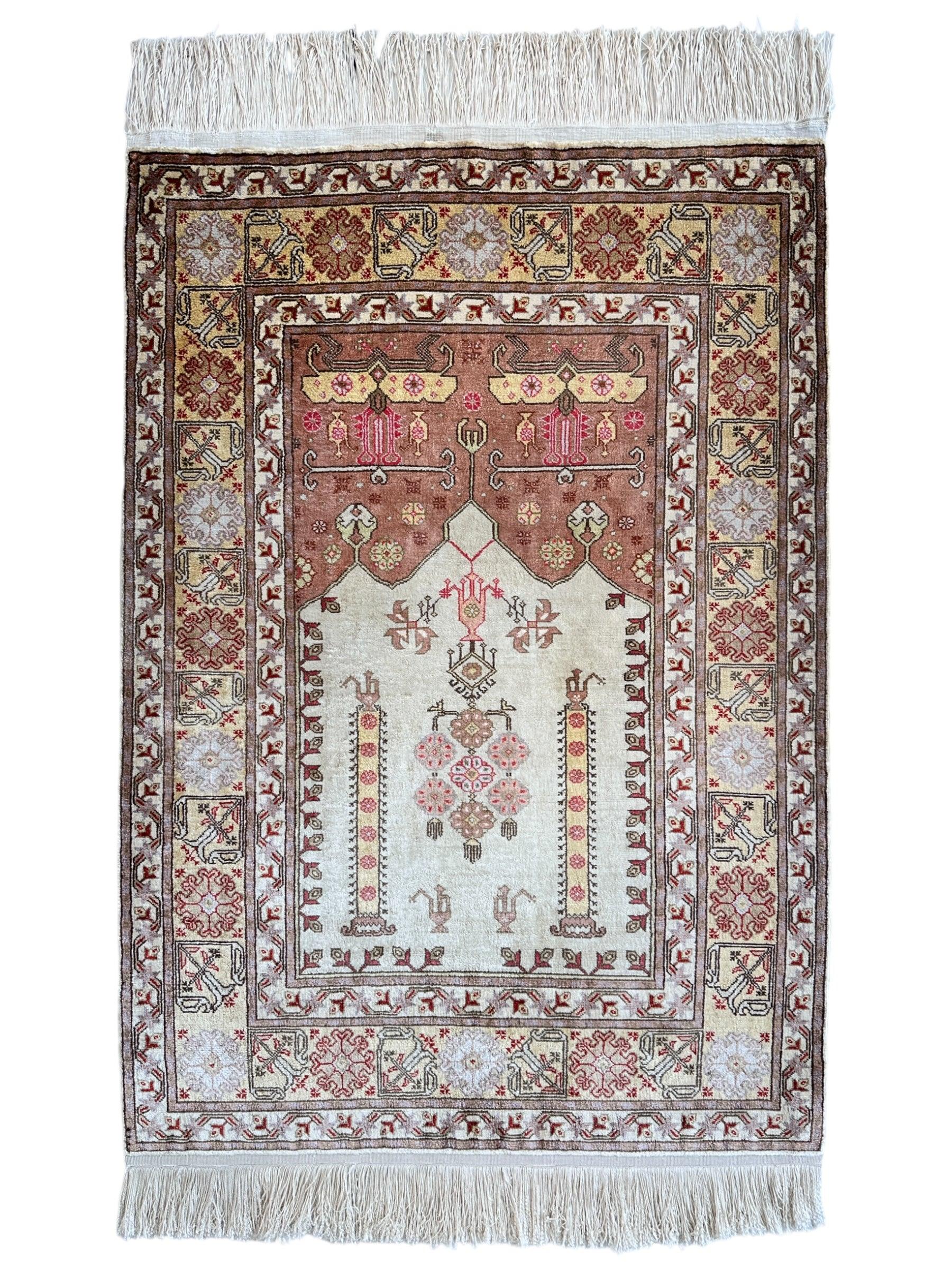Luxurious Hand-Knotted Pure Silk Turkish Kayseri Rug – Intricate Floral by Rugistan - main product image for Resin Society