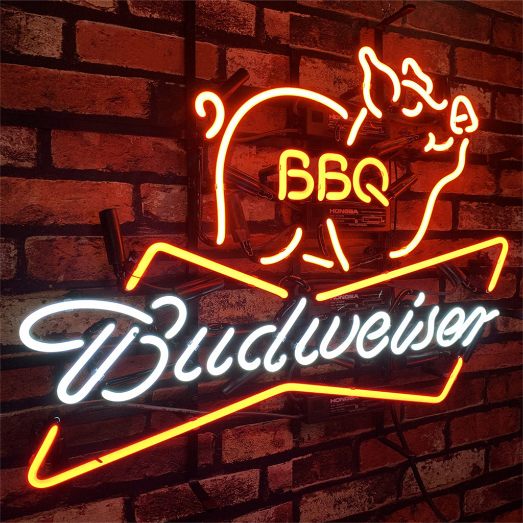 Pig BBQ Budweiser Beer Neon Sign Light by Neon Signs Land - product image 2 for Resin Society
