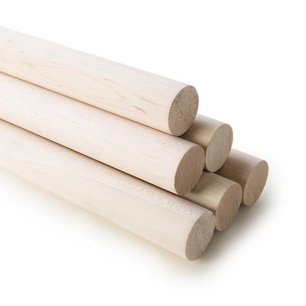 VENTRAL 3/4 inch maple dowel rod sticks arranged flat on white background
