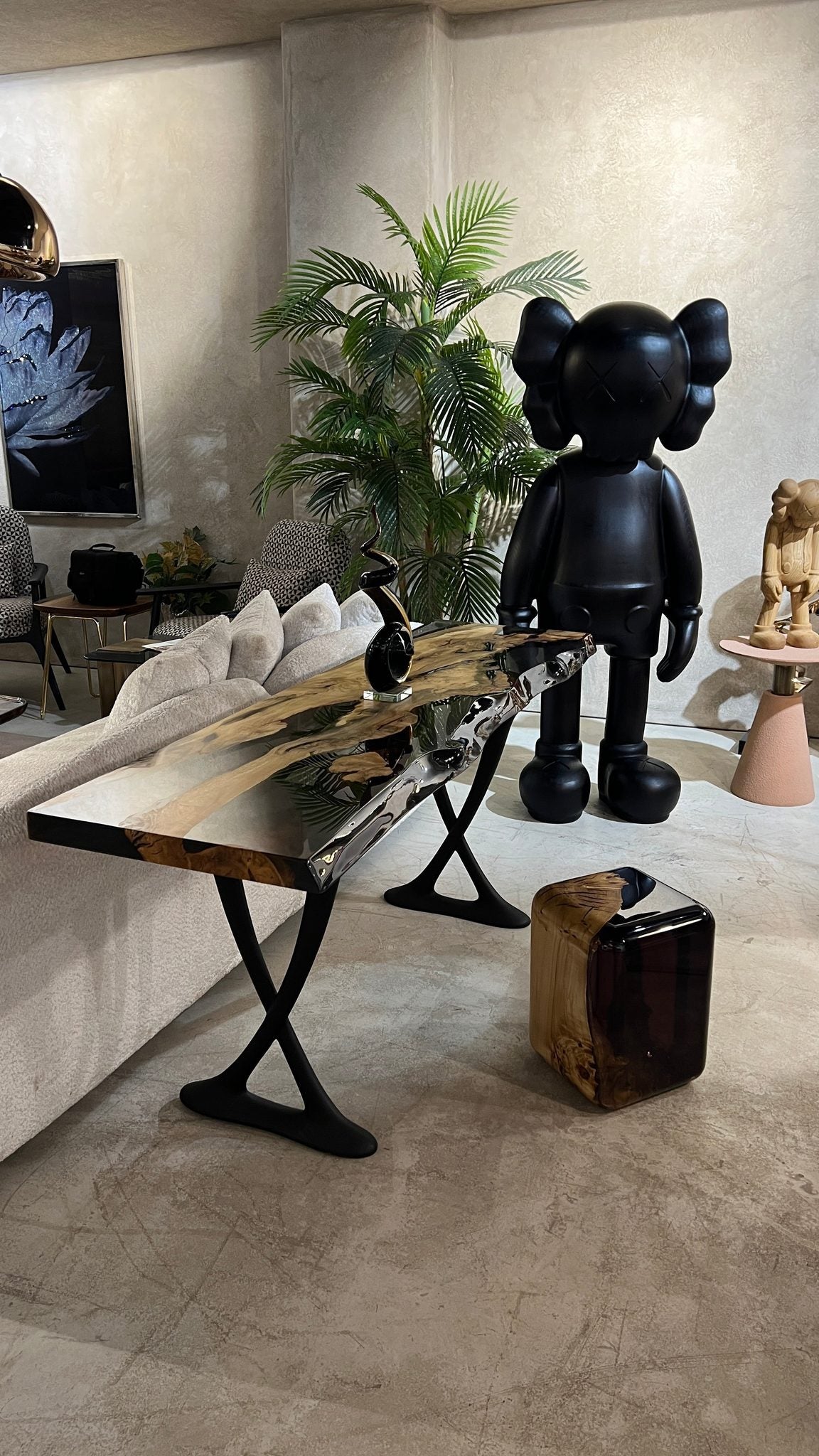 Resin Live Edge Console Table Made of Linden Wood by Gizz - product image 3 for Resin Society