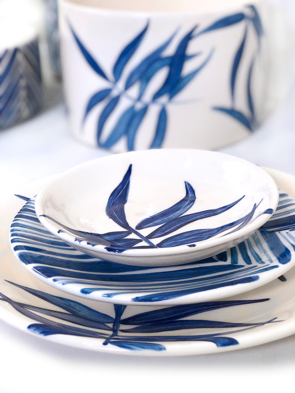 Floating Leaves Dessert Plate - Blue by Mbare Ltd - product image 7 for Resin Society