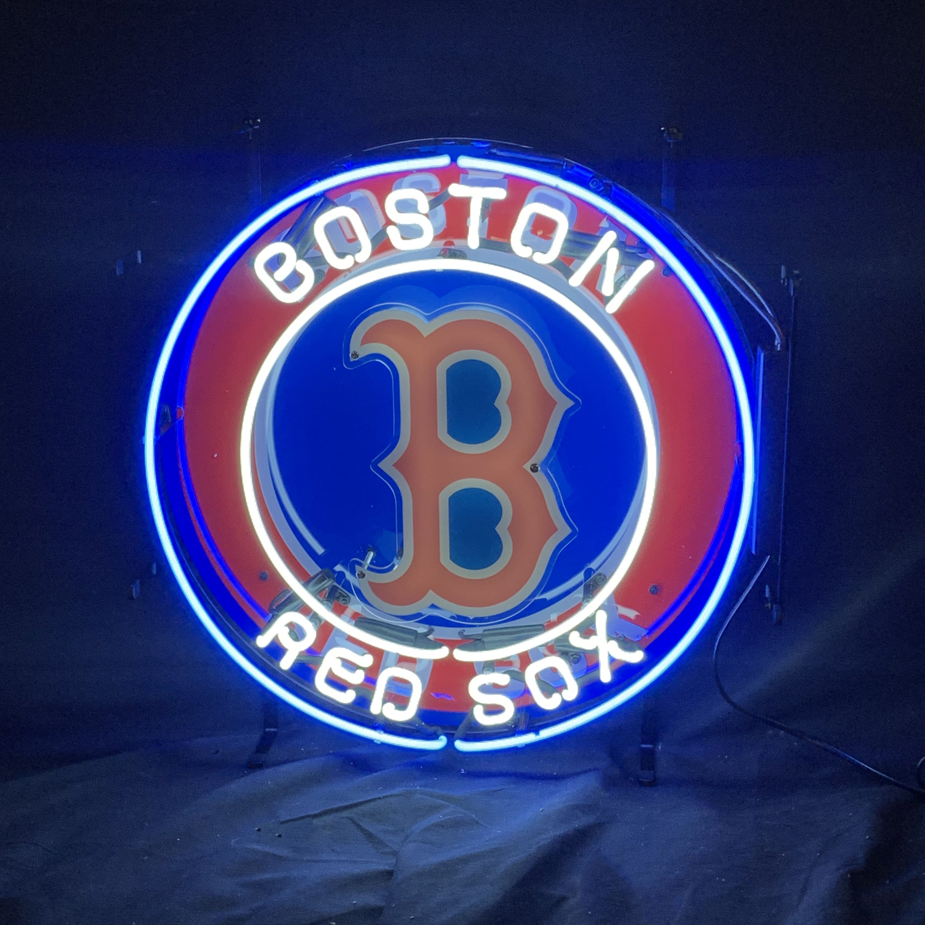 Boston Red Sox Logo Neon Sign Light mounted on wall