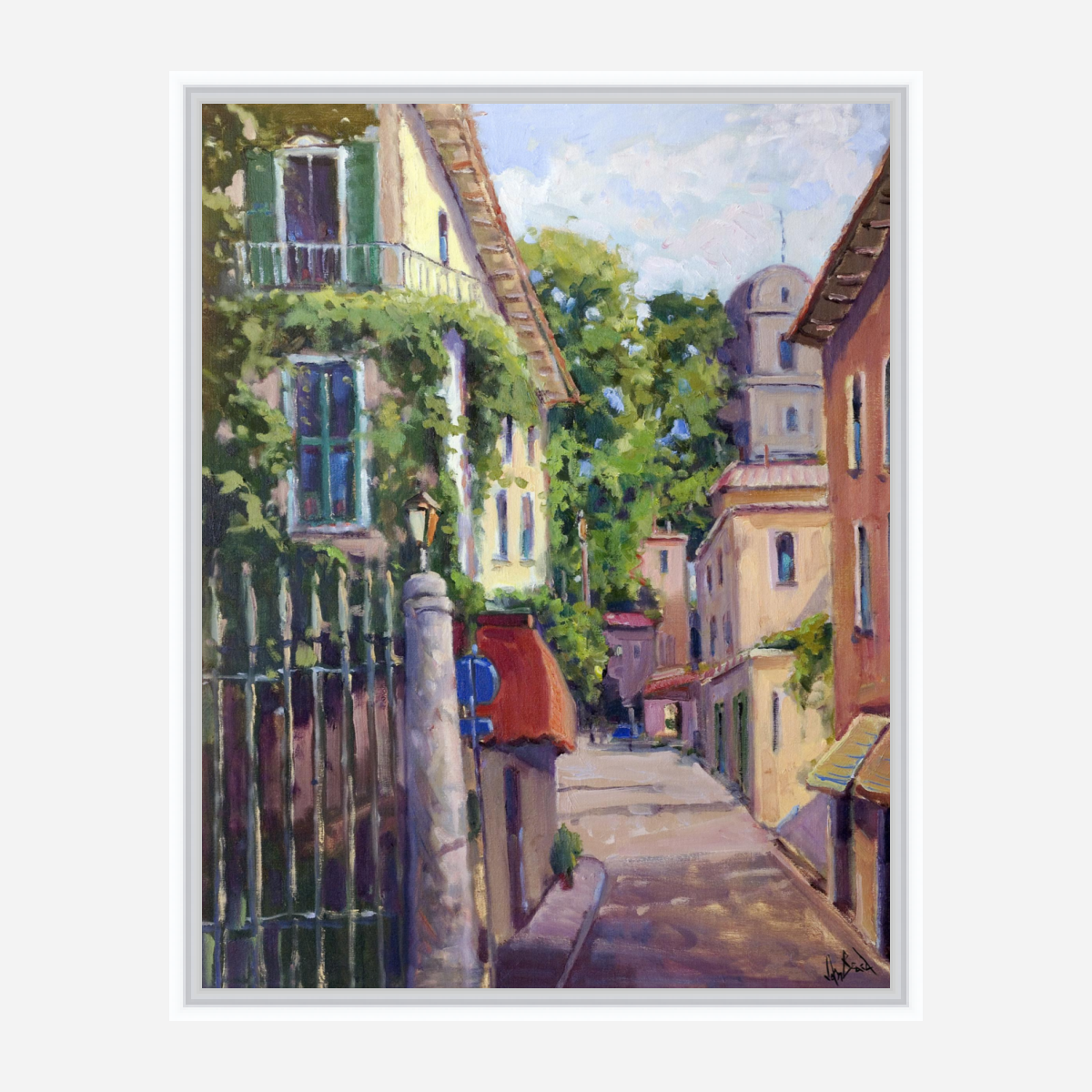 Balcony Artist Enhanced Canvas Print