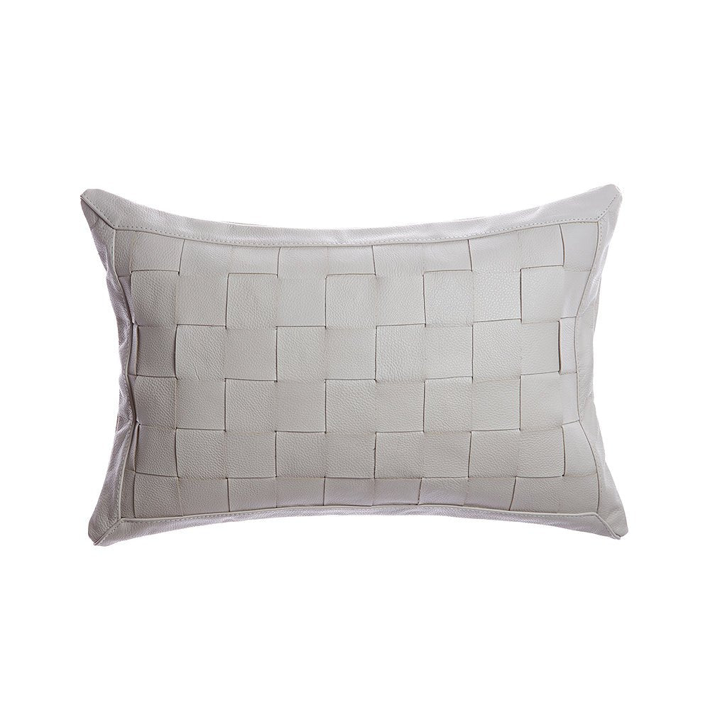 Basket Weave Leather Lumbar Pillow by Homelosophy