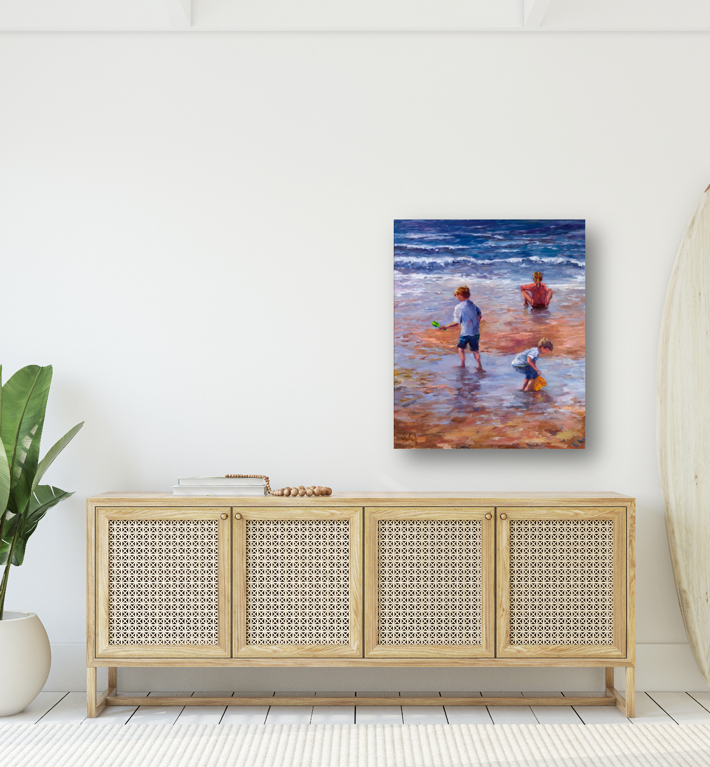 Beach Play Artist Enhanced Canvas Print by John Beard Collection - product image 2 for Resin Society