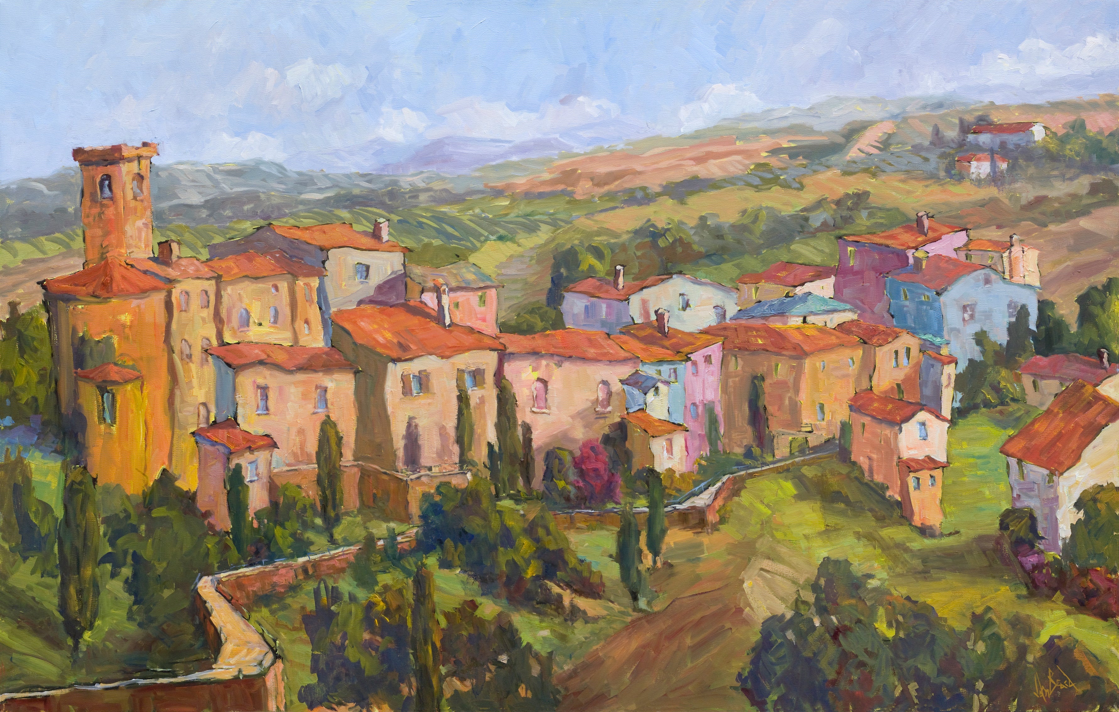 Belltower Artist Enhanced Canvas Print by John Beard Collection - main product image for Resin Society