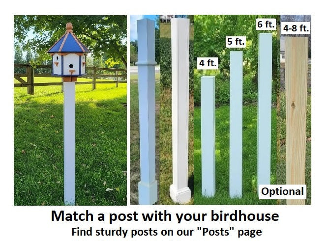 Amish Poly Gazebo Birdhouse with three nesting holes in outdoor setting