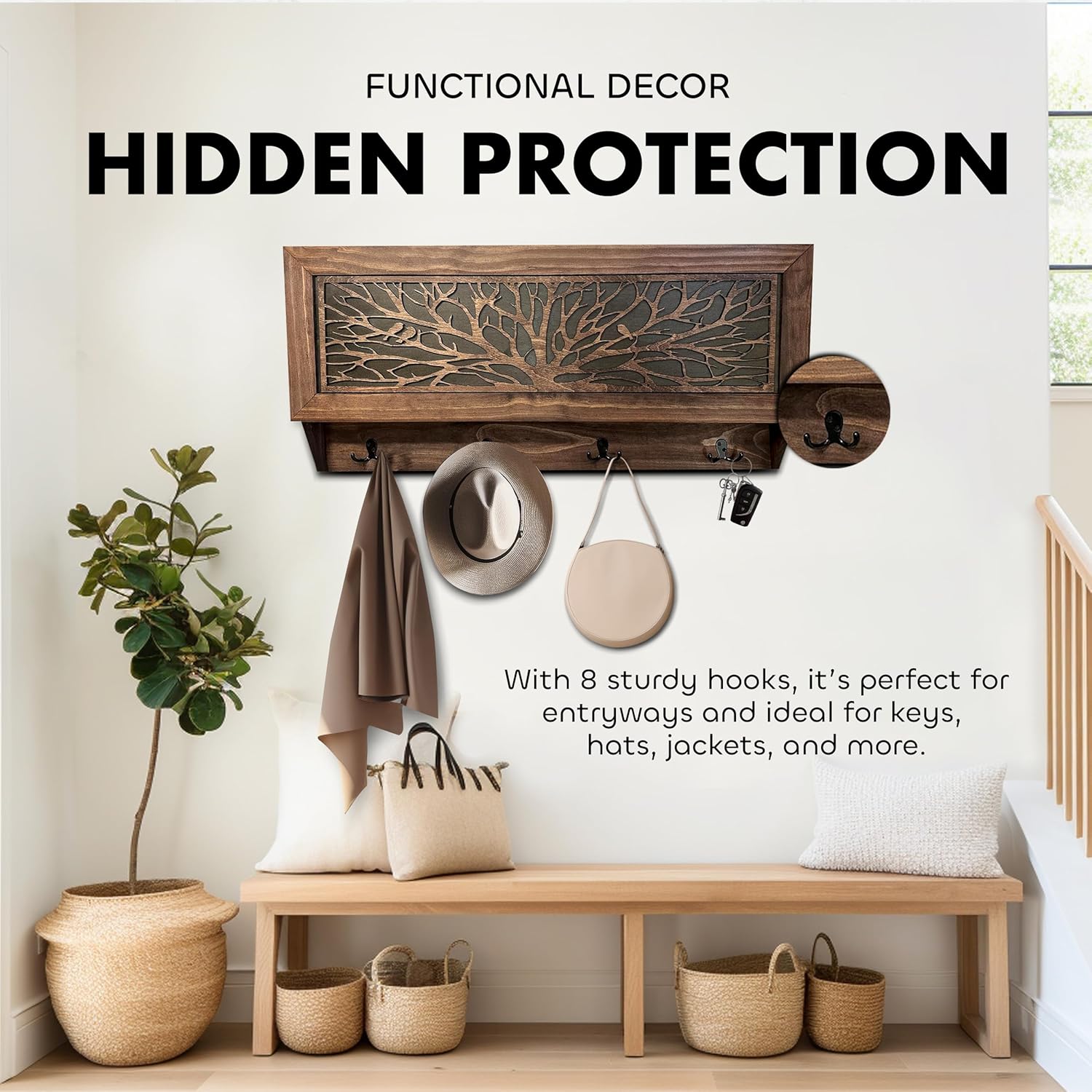 Birds in a Tree Large Gun Concealment Coat Rack by Bellewood Designs - product image 2 for Resin Society