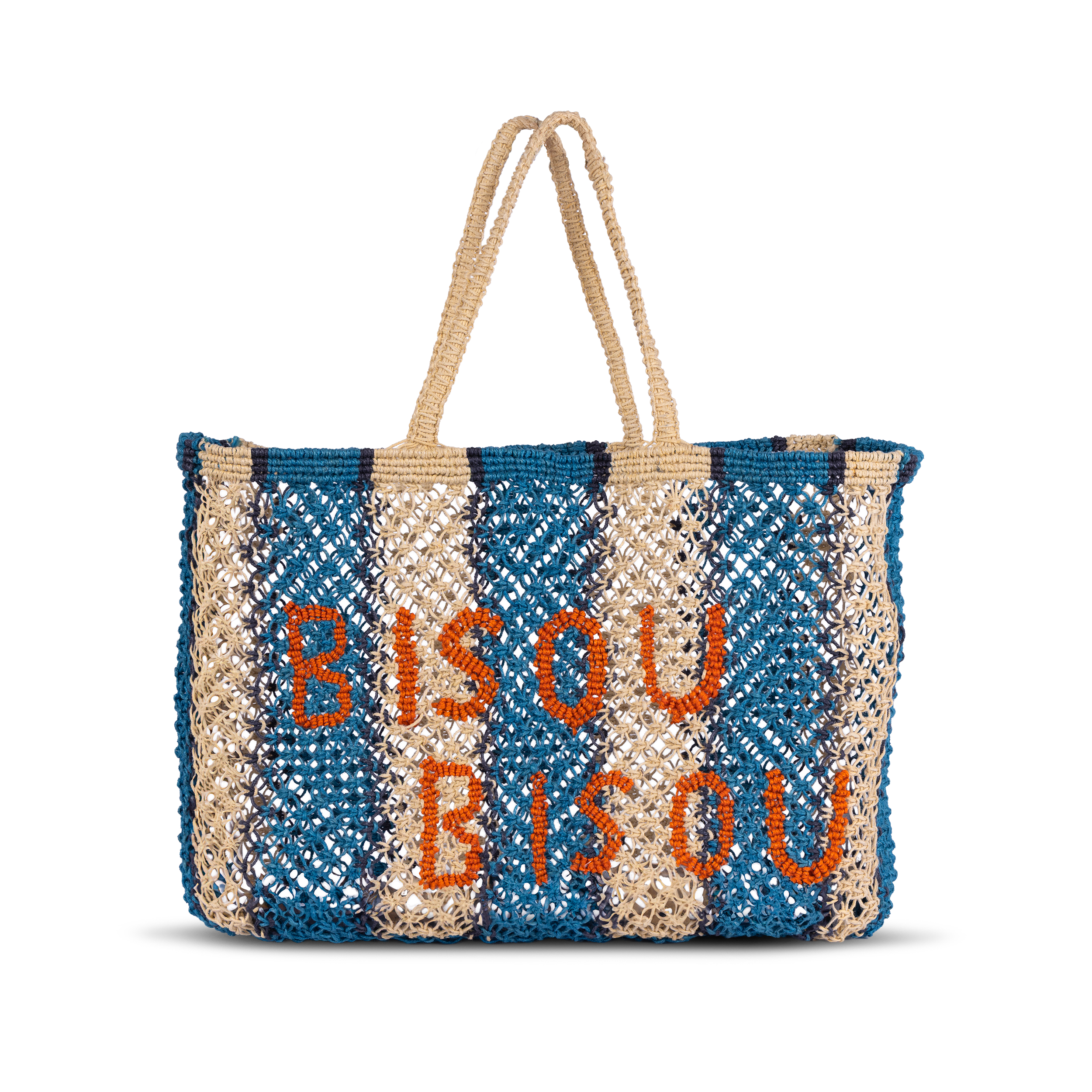 Bisou Bisou Macrame Jute Tote with intricate hand-knotted macramé design