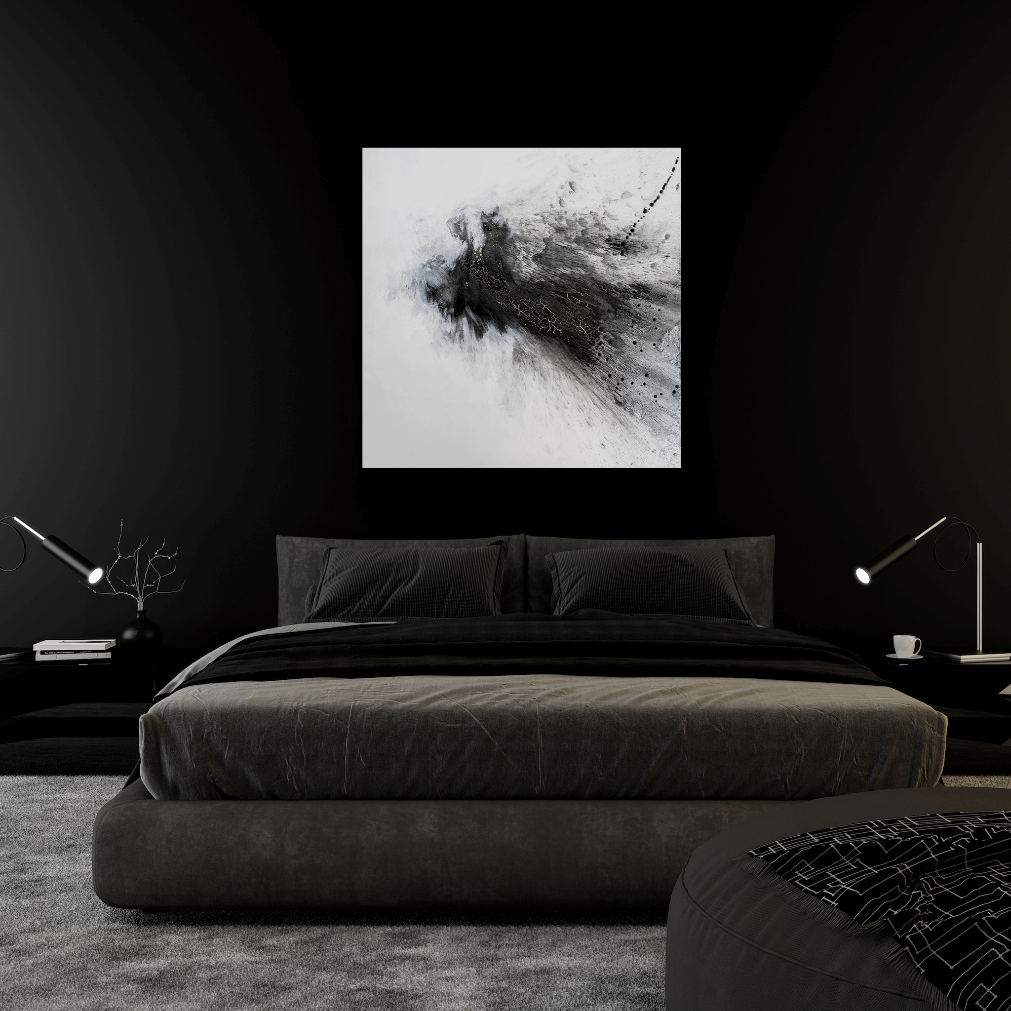 Black and Gray IV Artist Enhanced Canvas Print by John Beard Collection - product image 4 for Resin Society