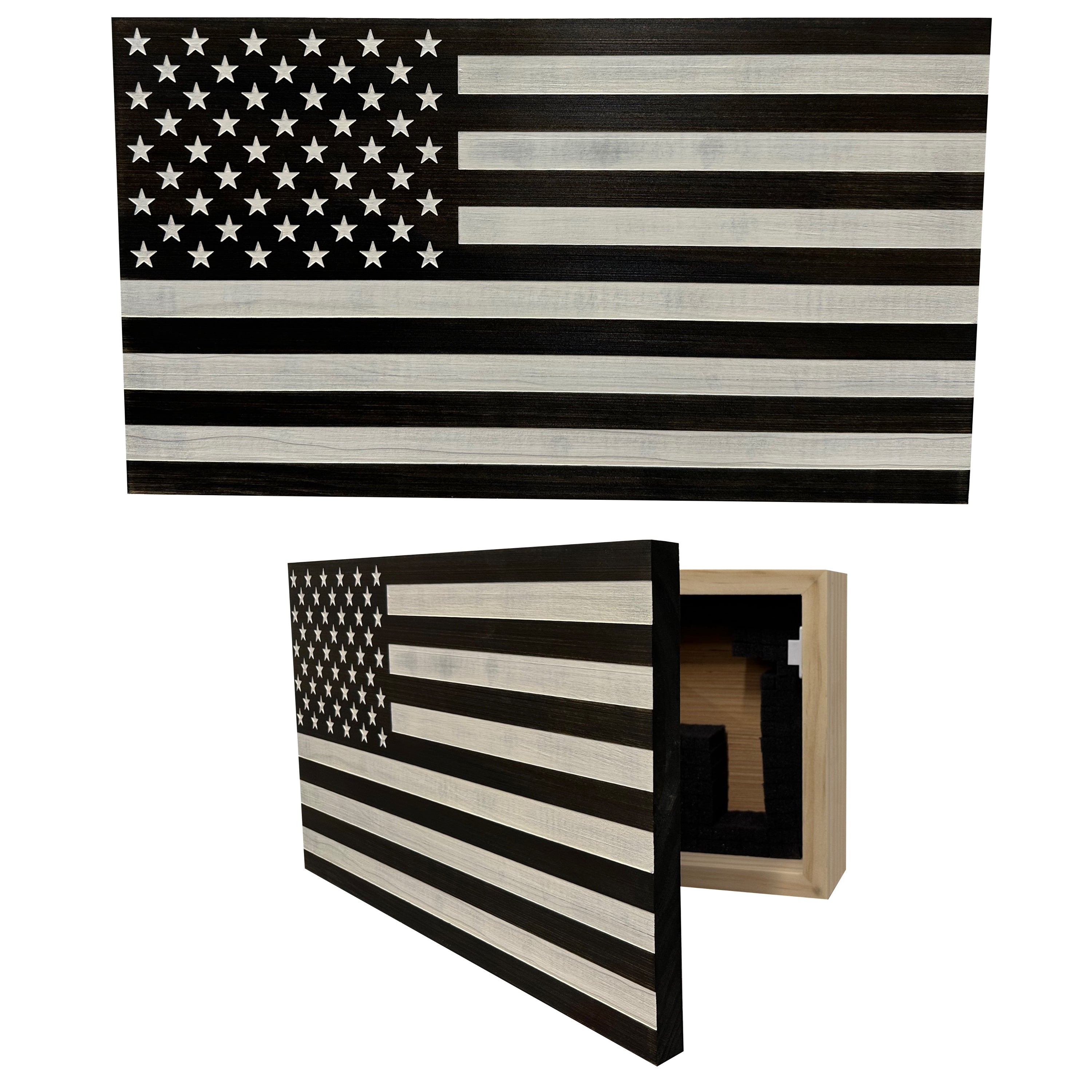 American Flag Decorative & Secure Wall-Mounted Gun Cabinet (Black & by Bellewood Designs - main product image for Resin Society
