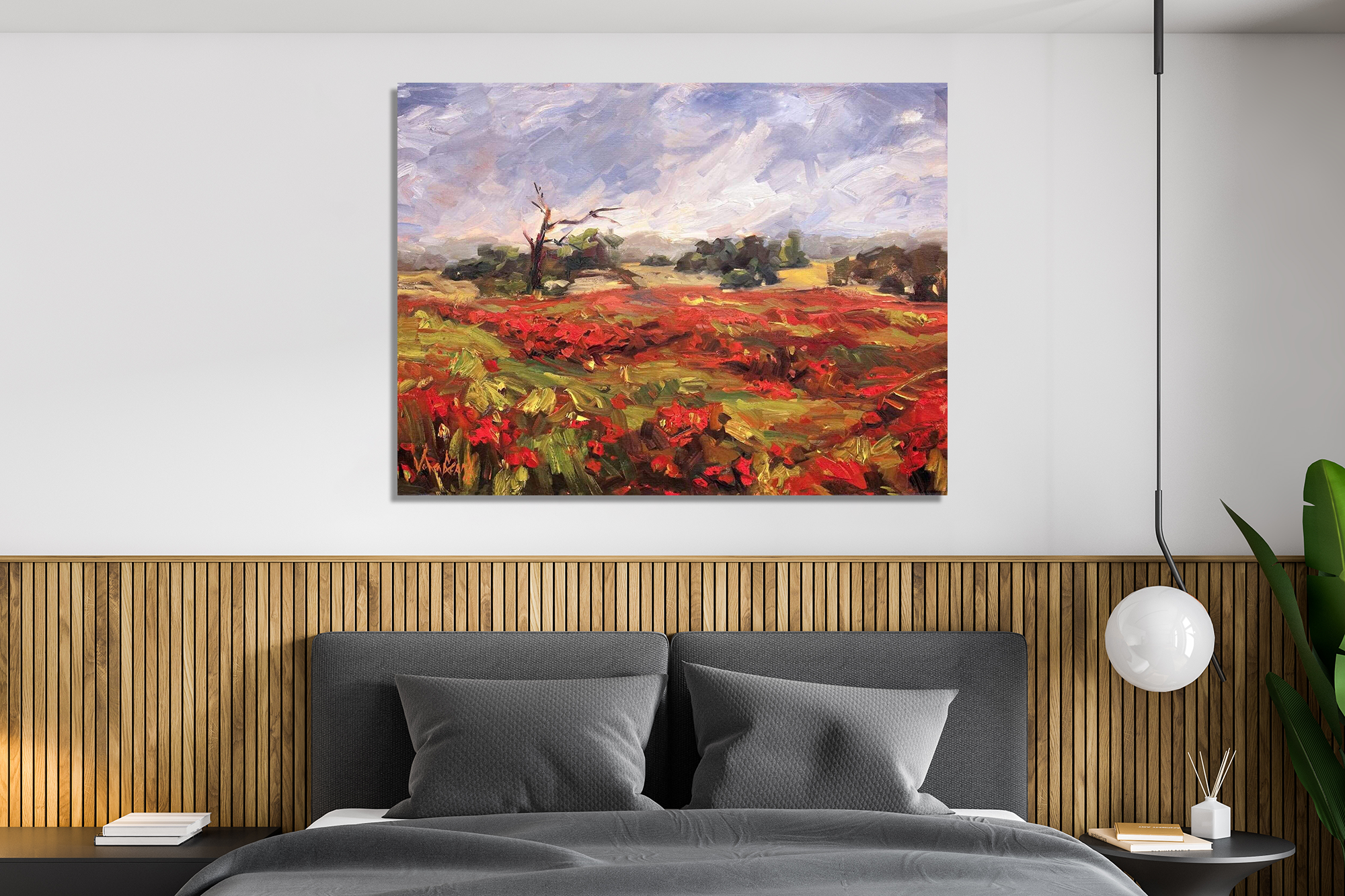 Blaze of Poppies Artist Enhanced Canvas Print by John Beard Collection - product image 2 for Resin Society