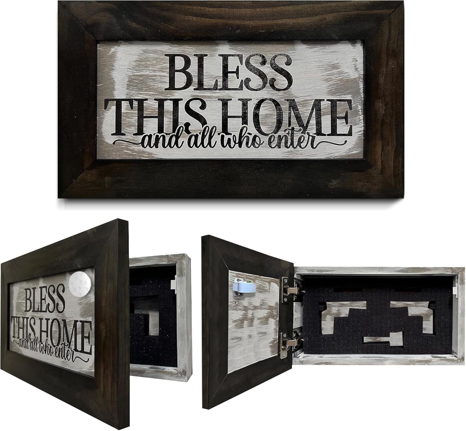 Bless This Home and All Who Enter Hidden Gun Storage Wall Decor by Bellewood Designs - main product image for Resin Society