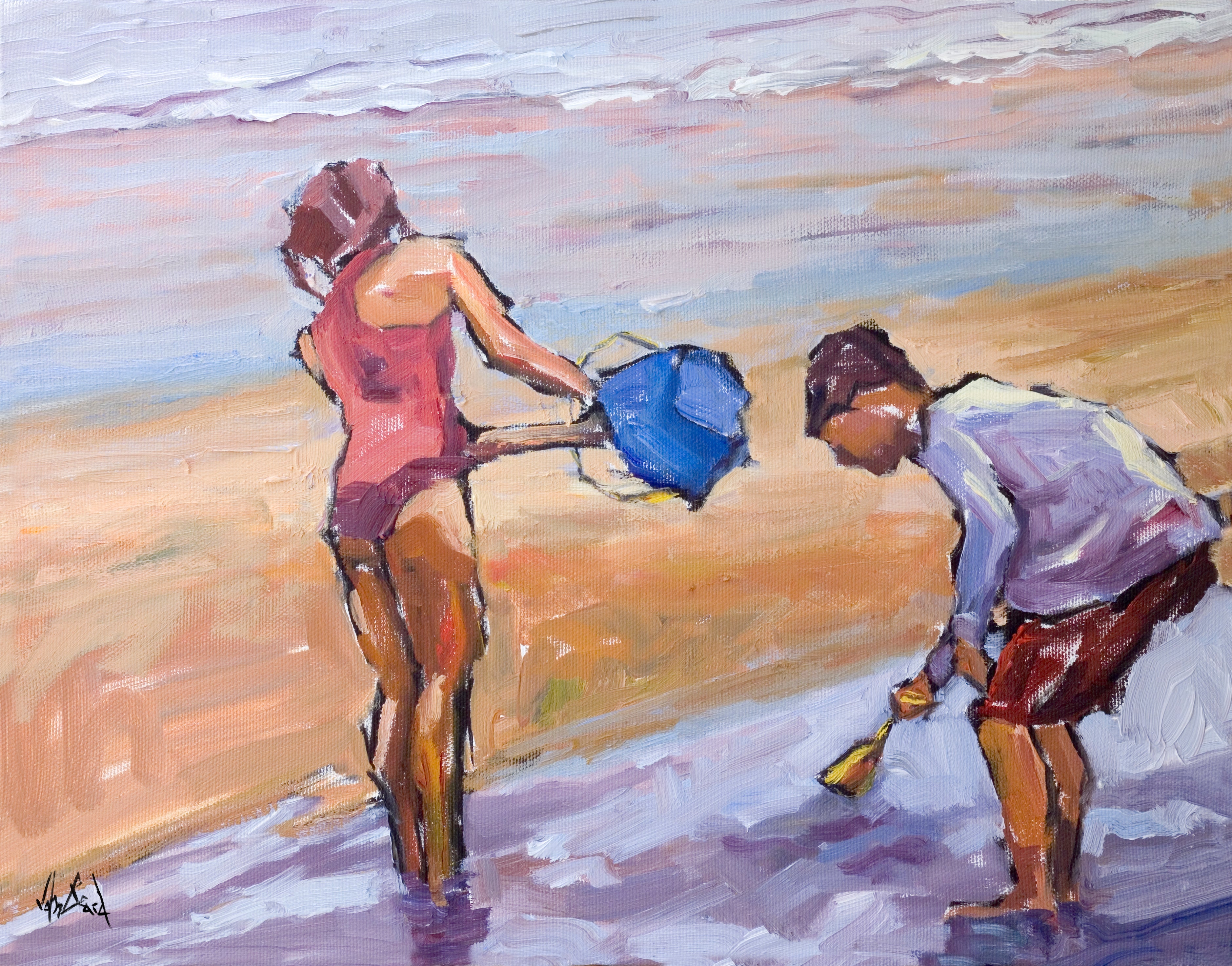 Blue Bucket Artist Enhanced Canvas Print by John Beard Collection - main product image for Resin Society