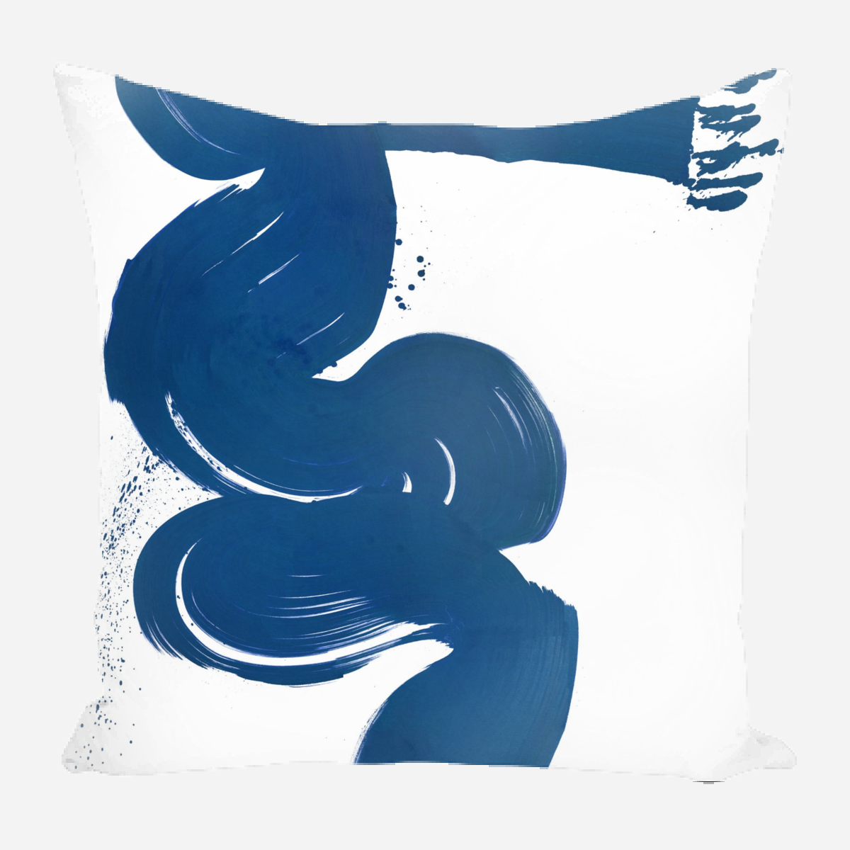 Square blue pillow with coastal-inspired abstract pattern from John Beard Collection