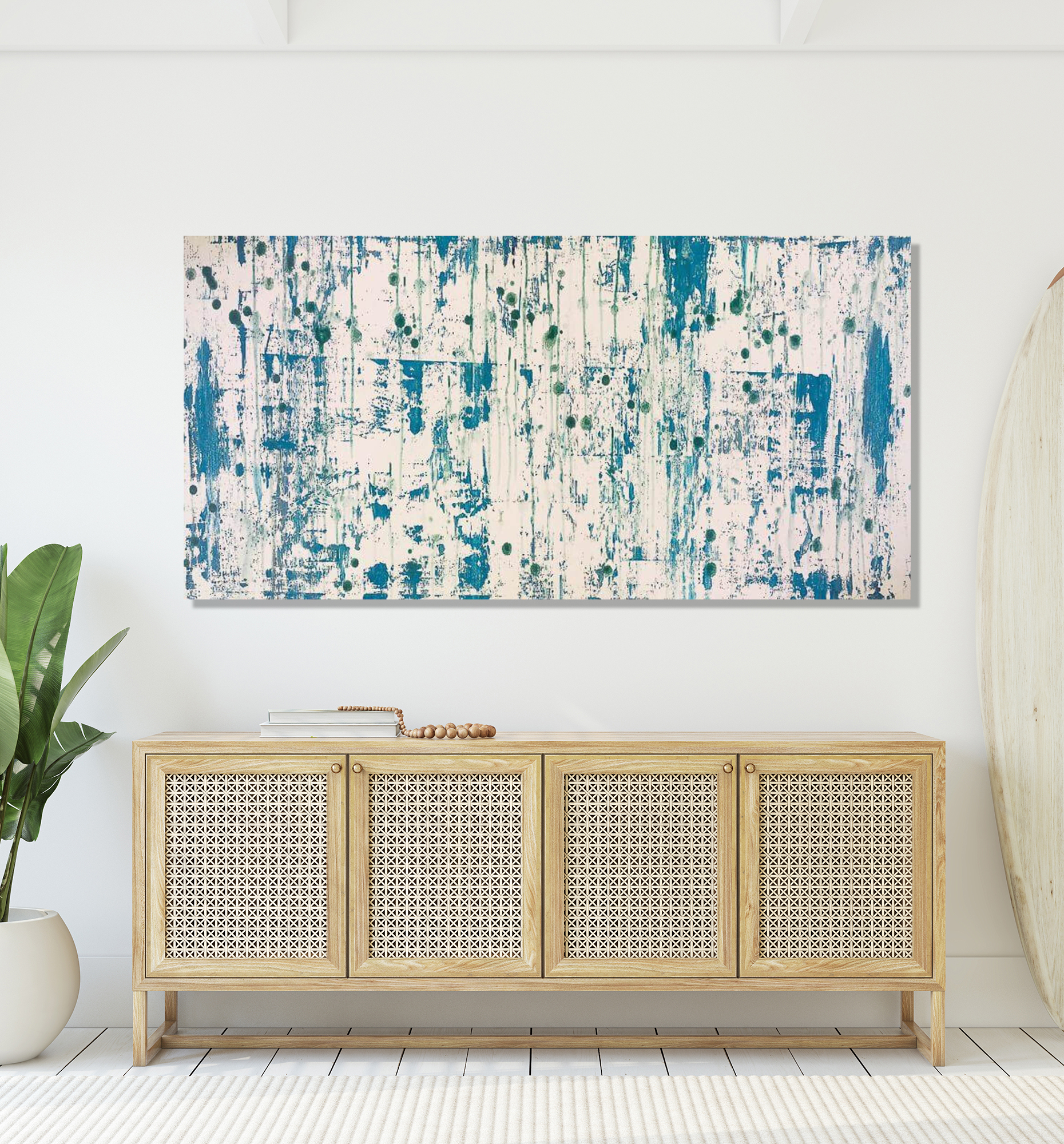 Blue on Green I Artist Enhanced Canvas Print by John Beard Collection - product image 2 for Resin Society
