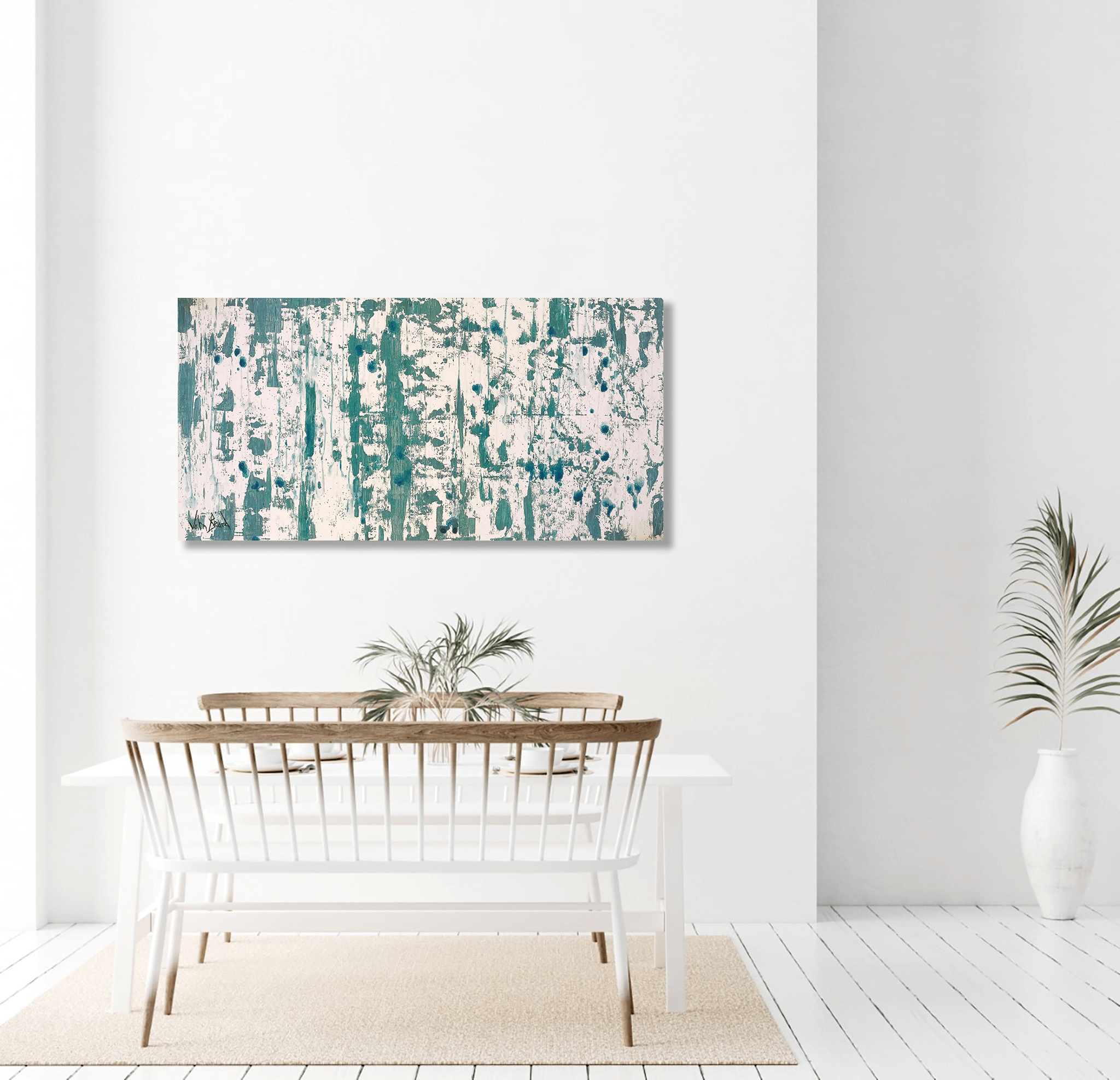 Blue on Green II Artist Enhanced Canvas Print by John Beard Collection - product image 3 for Resin Society