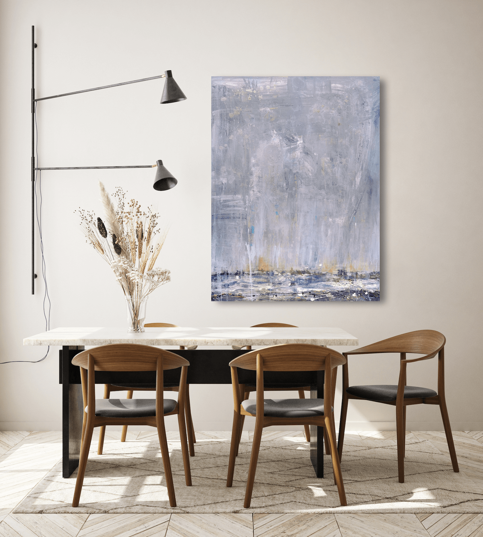 Blue Rain I Artist Enhanced Canvas Print by John Beard Collection - product image 3 for Resin Society