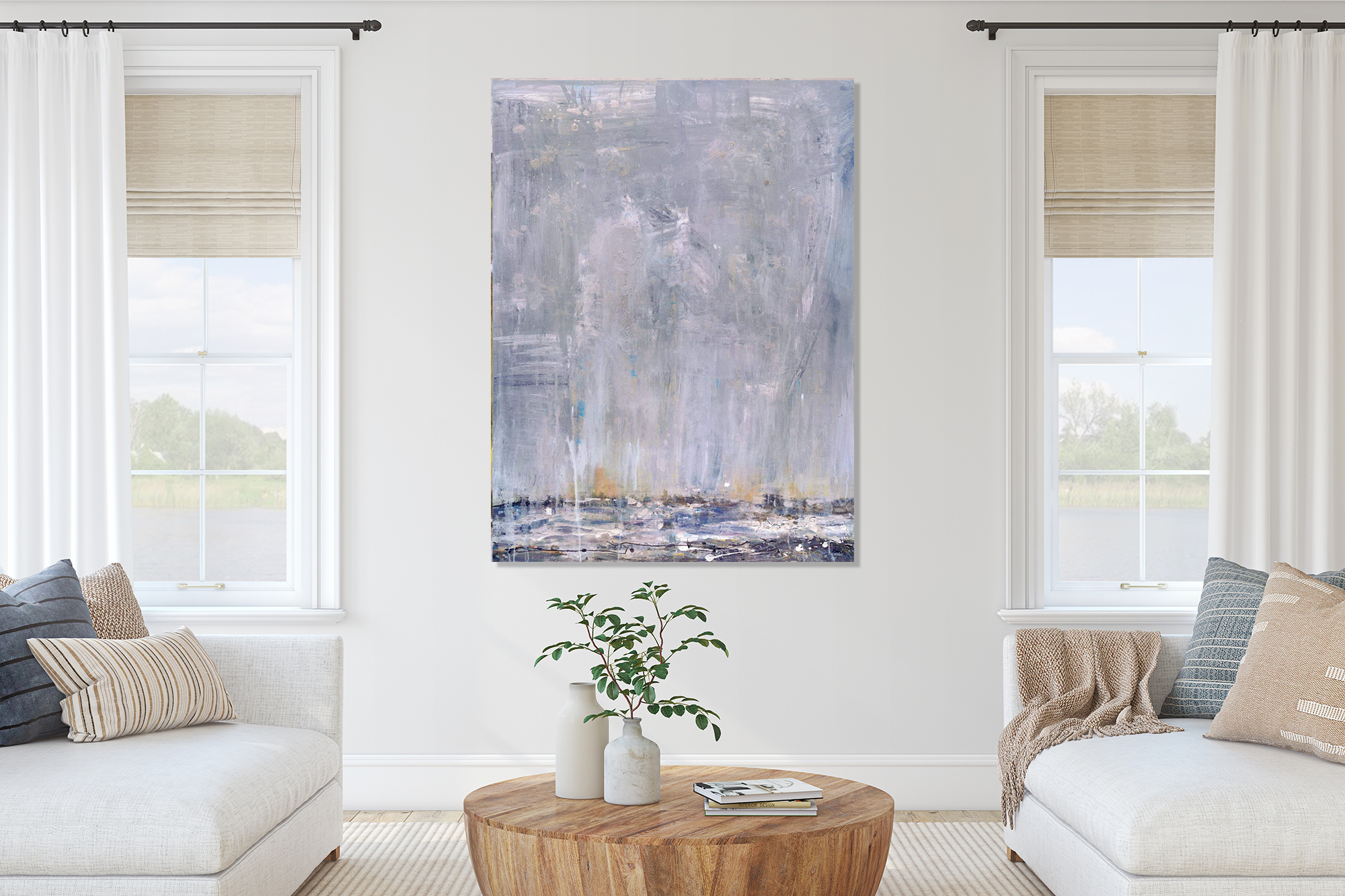 Blue Rain I Artist Enhanced Canvas Print by John Beard Collection - product image 2 for Resin Society