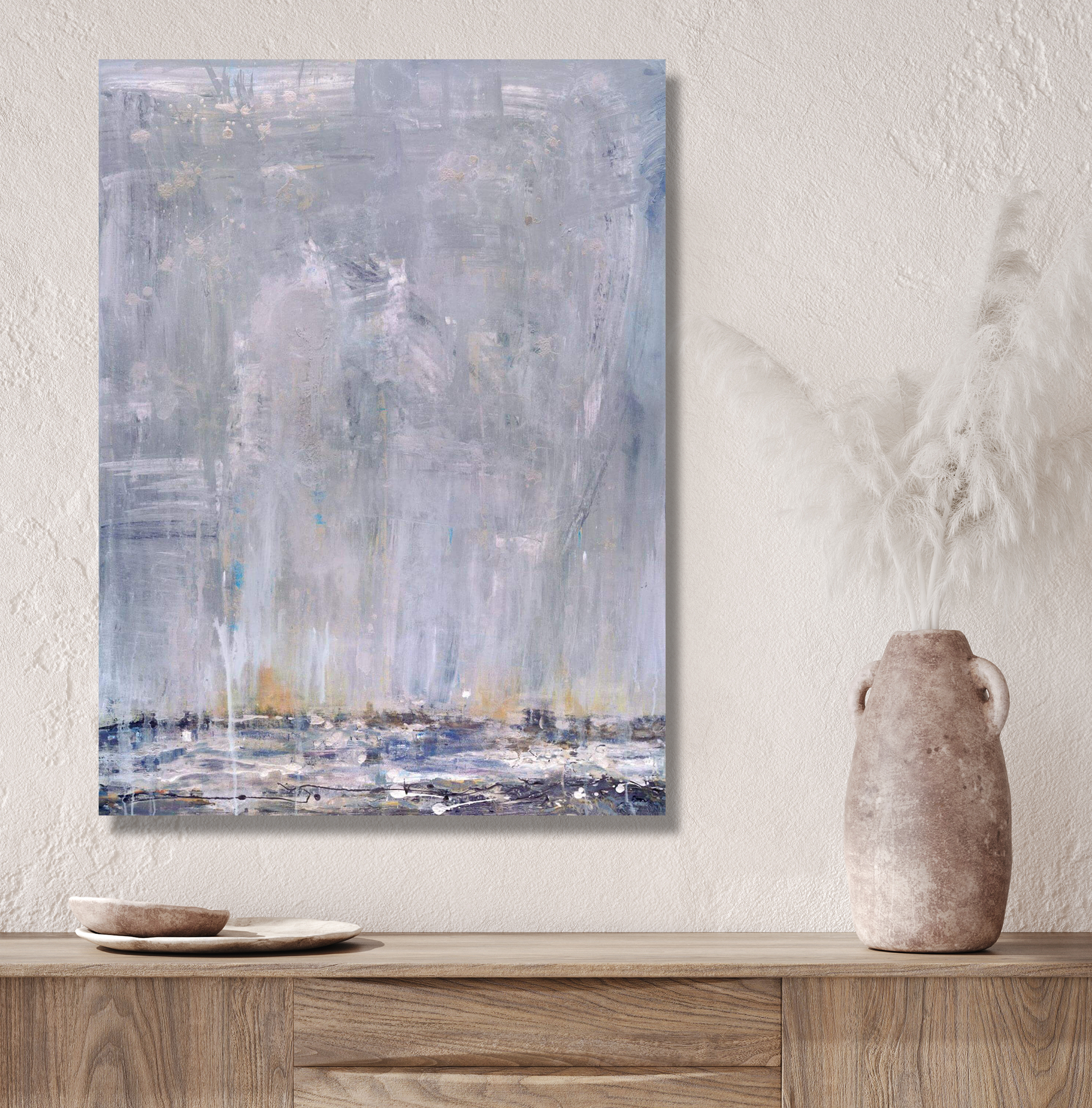 Blue Rain I Artist Enhanced Canvas Print by John Beard Collection - product image 4 for Resin Society