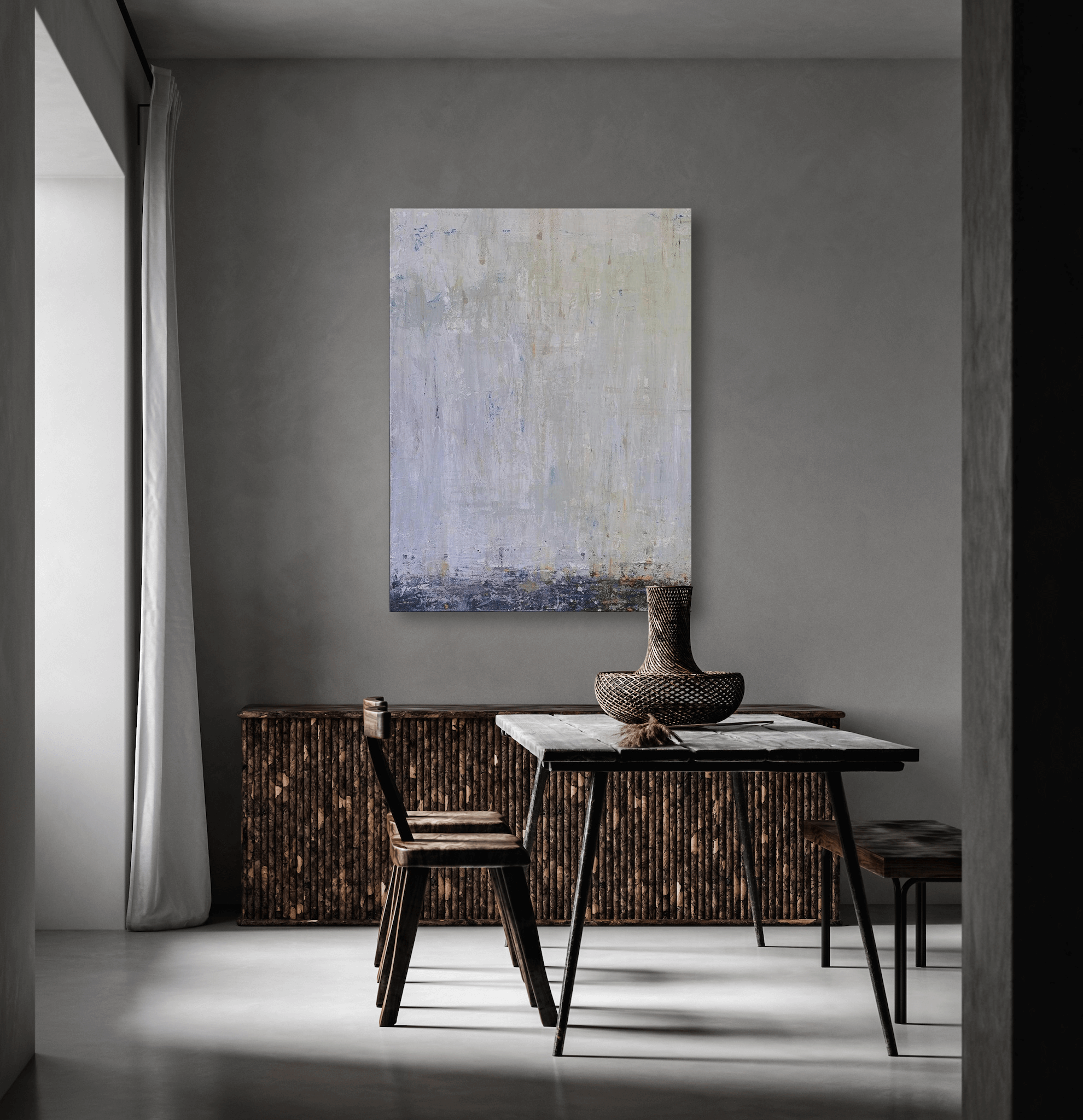 Blue Rain II Artist Enhanced Canvas Print by John Beard Collection - product image 3 for Resin Society