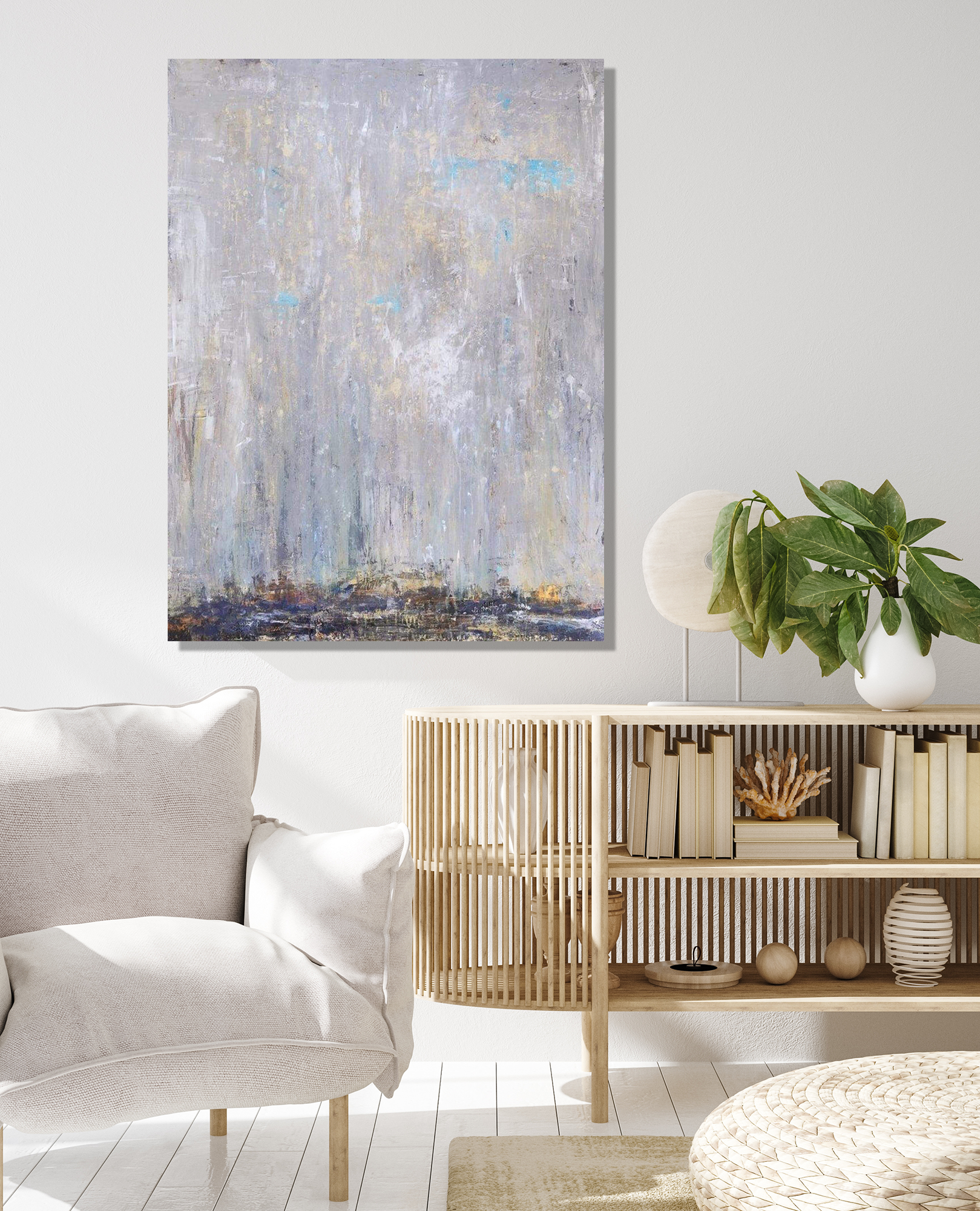 Blue Rain III Artist Enhanced Canvas Print by John Beard Collection - product image 4 for Resin Society