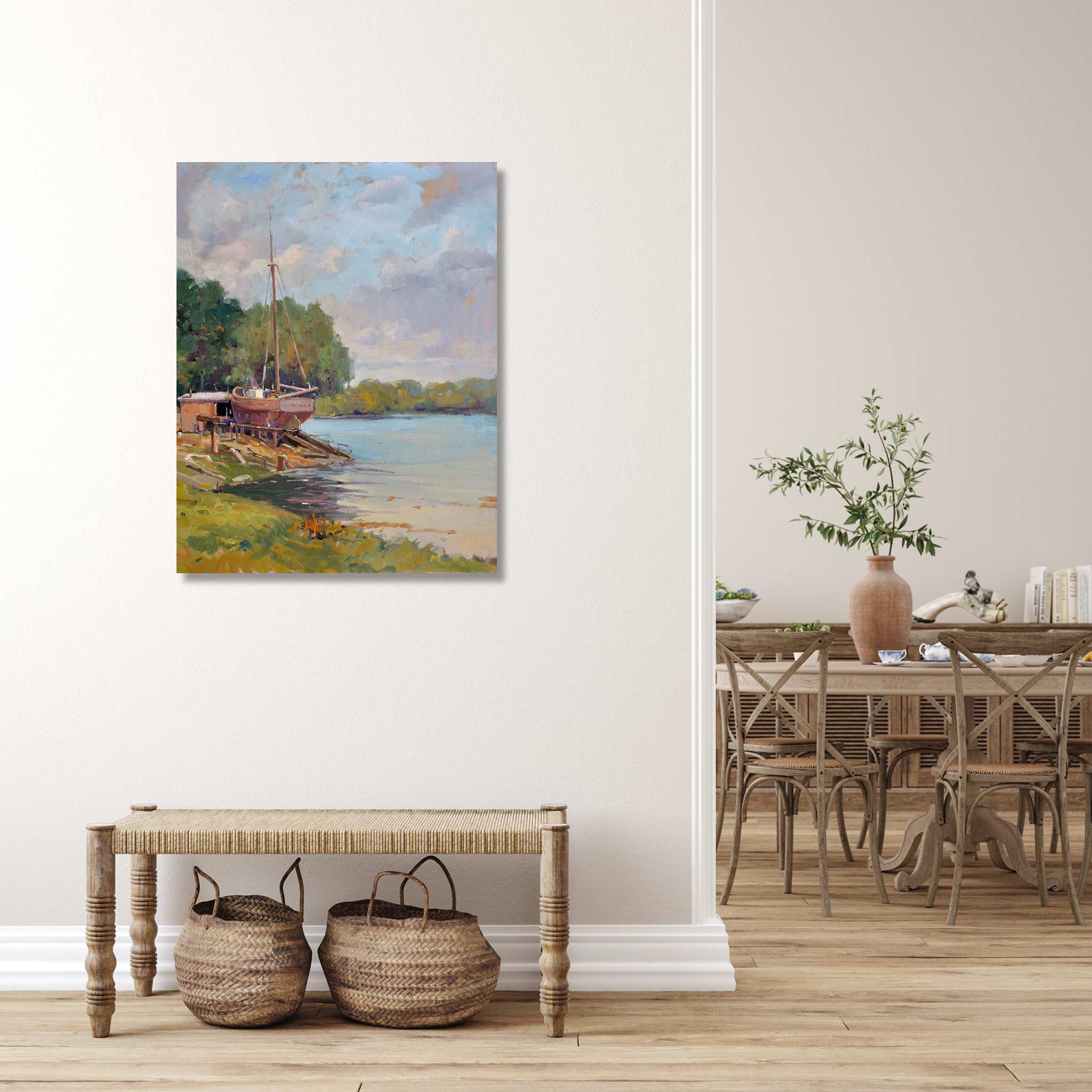 Boat Launch Artist Enhanced Canvas Print