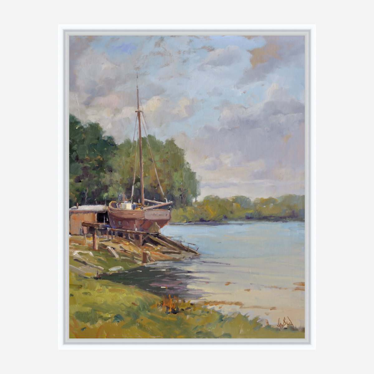 Boat Launch Artist Enhanced Canvas Print