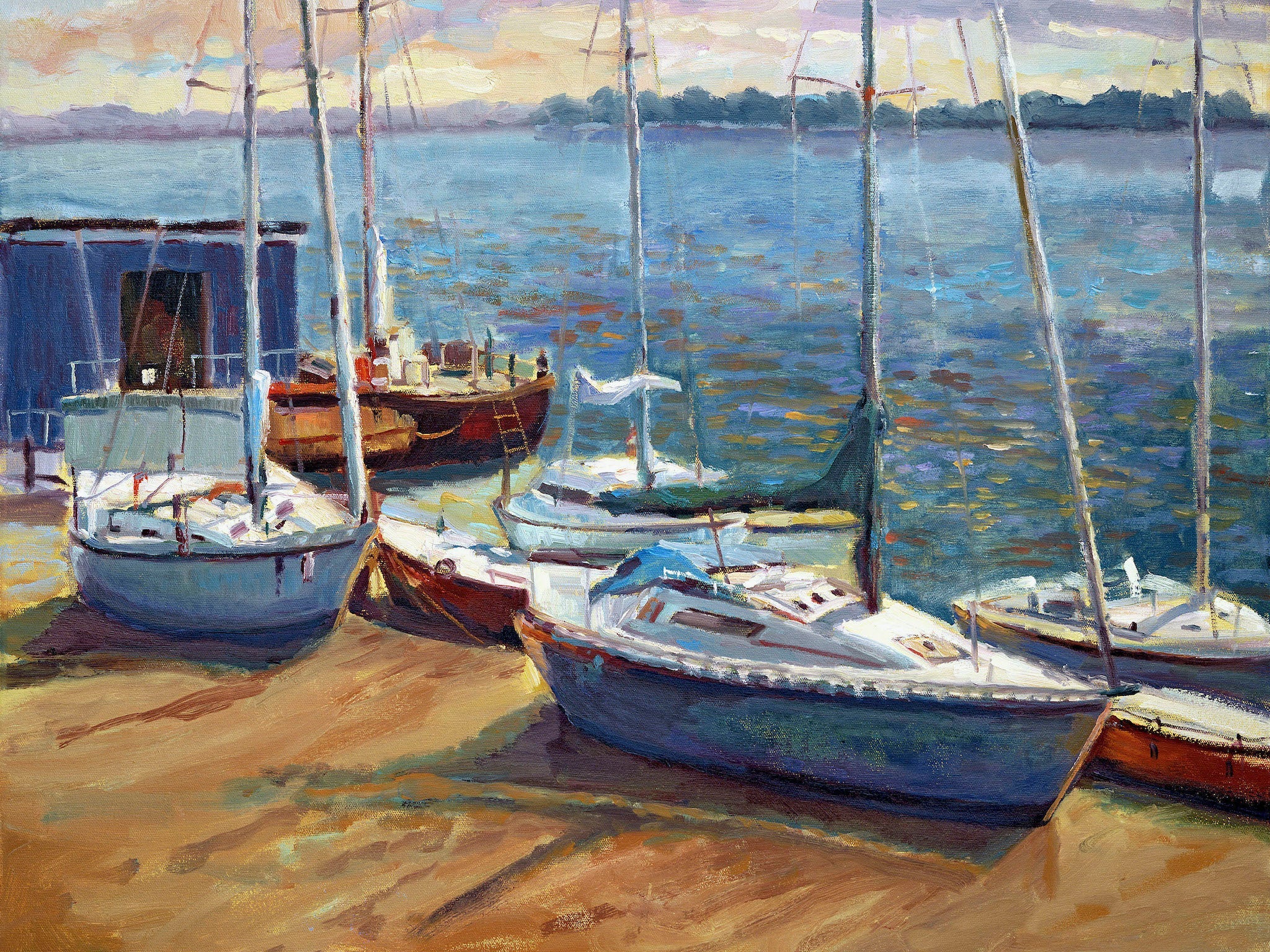 Boats of Borge Artist Enhanced Canvas Print by John Beard Collection - main product image for Resin Society