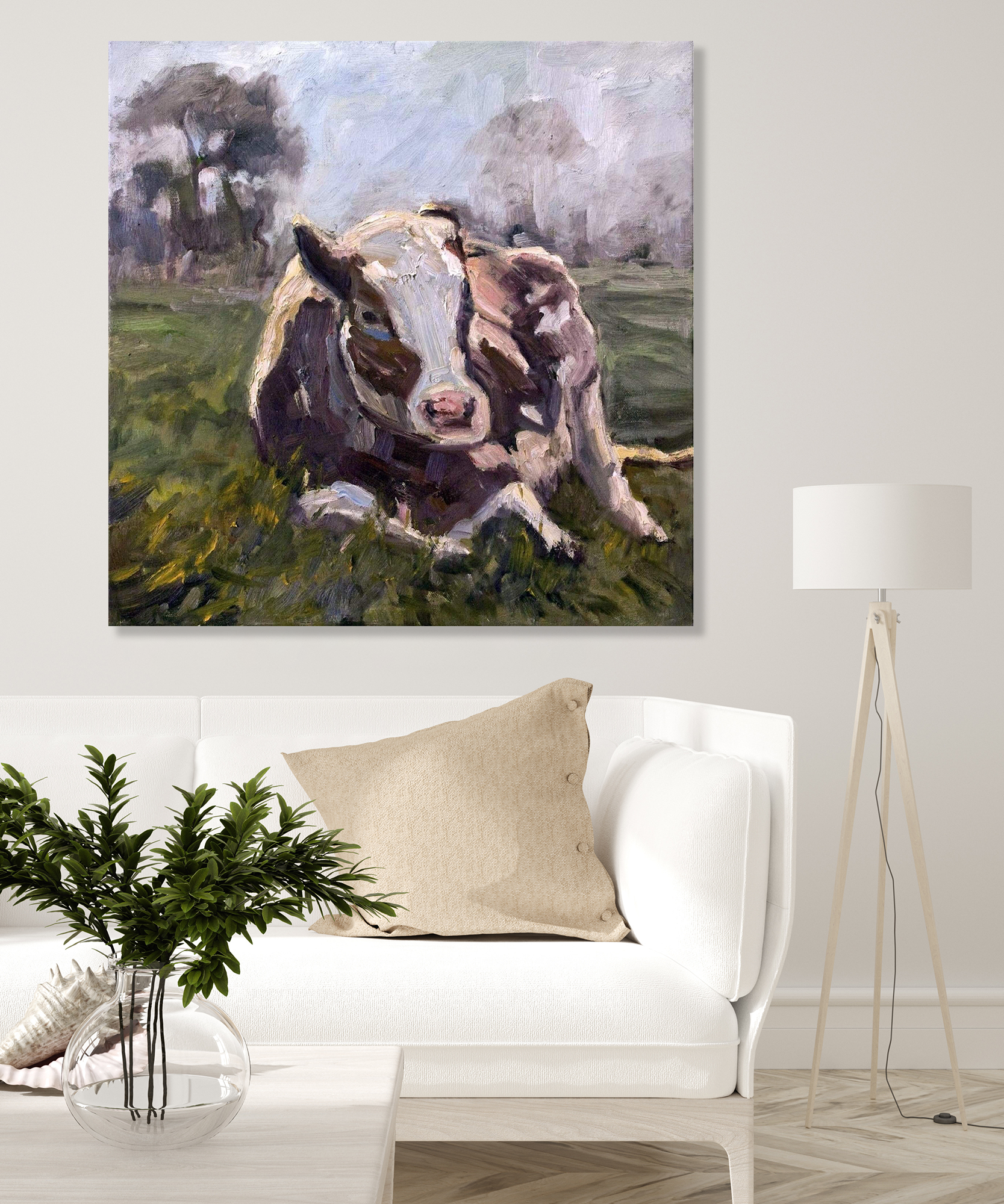 Brown Cow Artist Enhanced Canvas Print by John Beard Collection - product image 2 for Resin Society