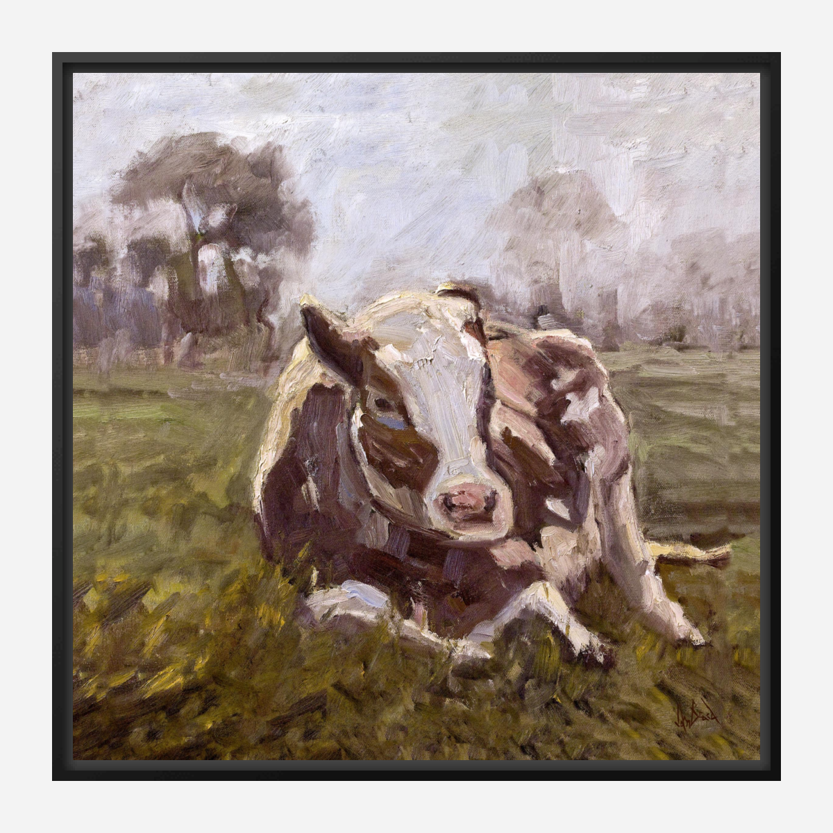 Brown Cow Artist Enhanced Canvas Print by John Beard Collection - product image 6 for Resin Society