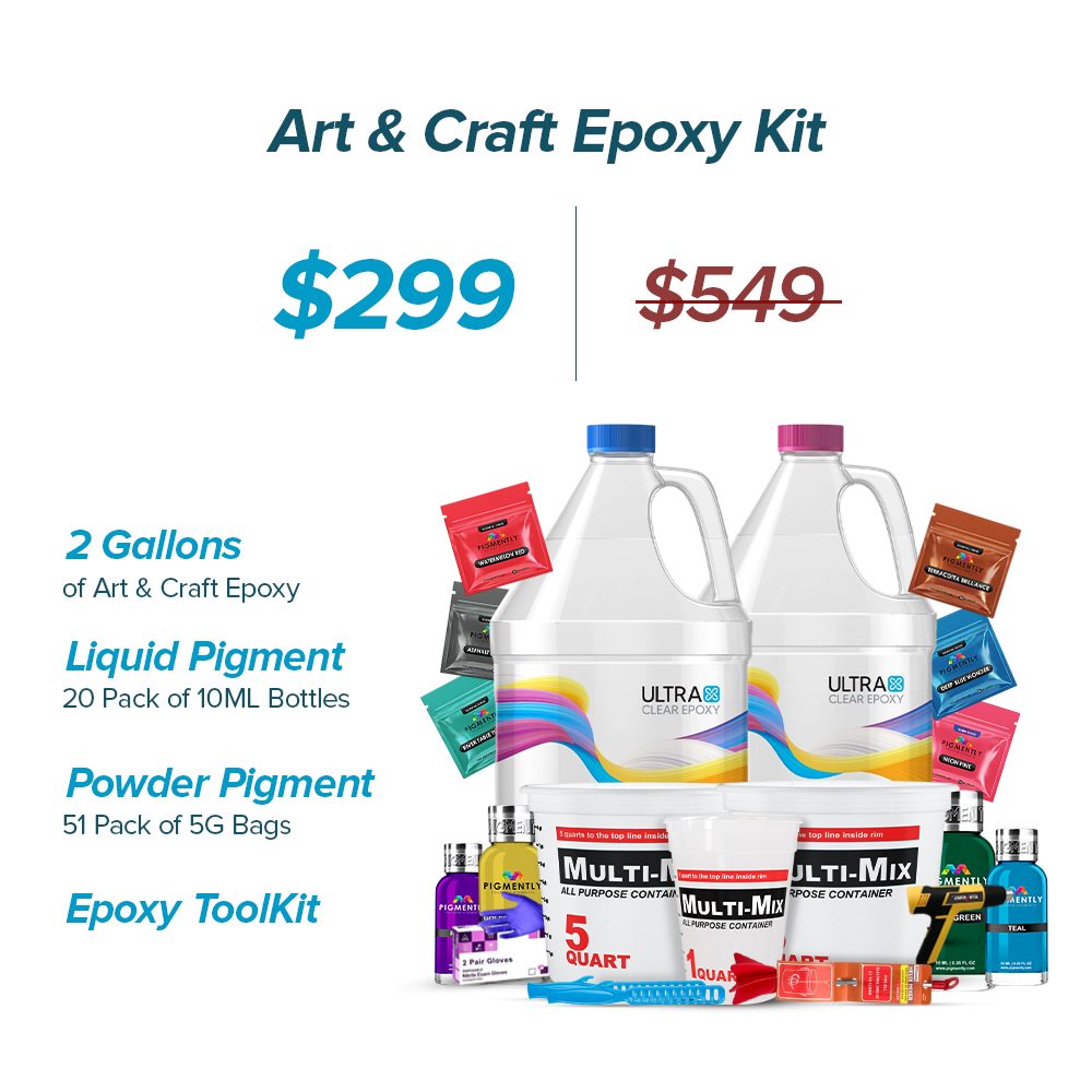UltraClear Epoxy Resin Bundle Kits including Bar Top, Deep Pour, and Art & Craft options with pigments and tools