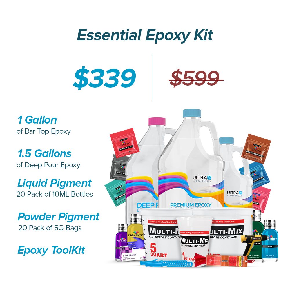 UltraClear Epoxy Resin Bundle Kits including Bar Top, Deep Pour, and Art & Craft options with pigments and tools