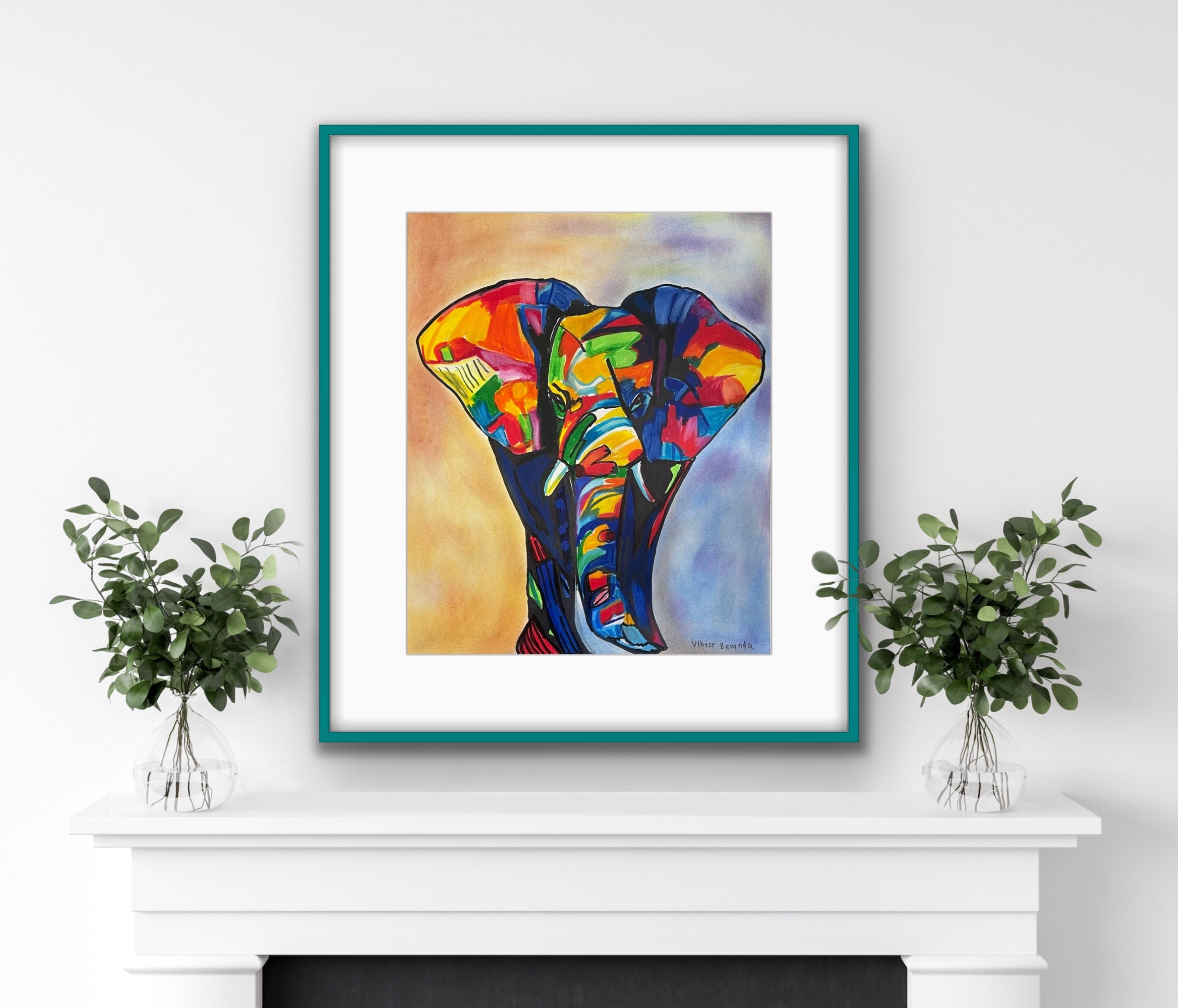 Elephant in a Vibrant Colors - Art Prints detail image - Resin Society