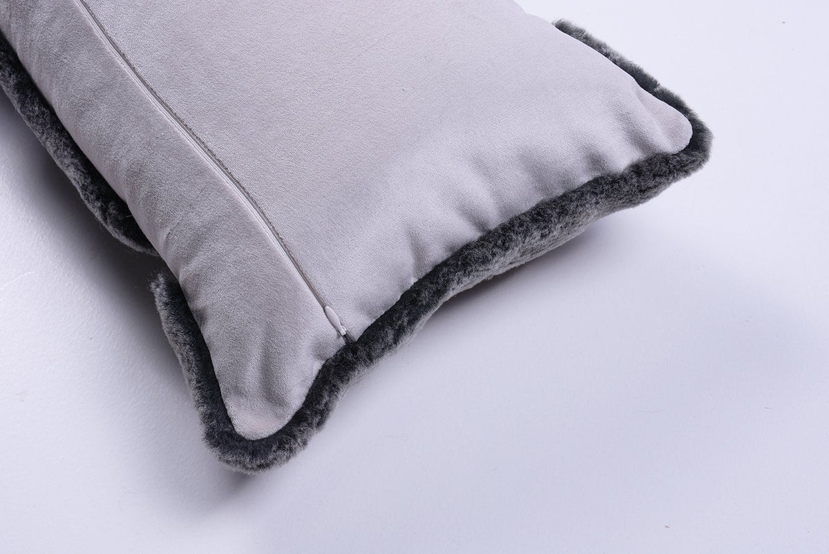 Shearling & Leather Lumbar Pillow by Homelosophy