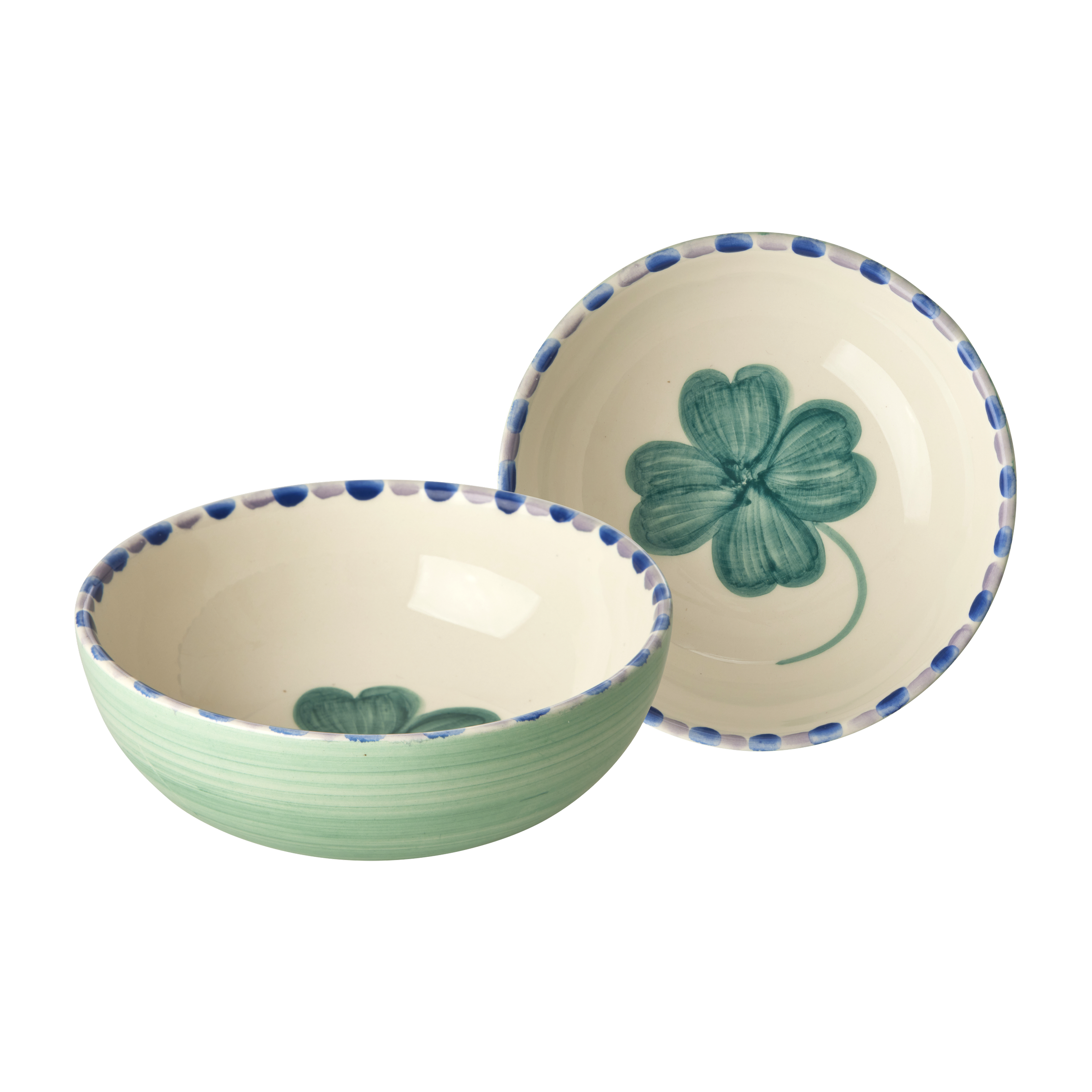 Ceramic Bowl with Hand Painted Good Luck Clover - 11.8 oz by Rice By Rice - main product image for Resin Society