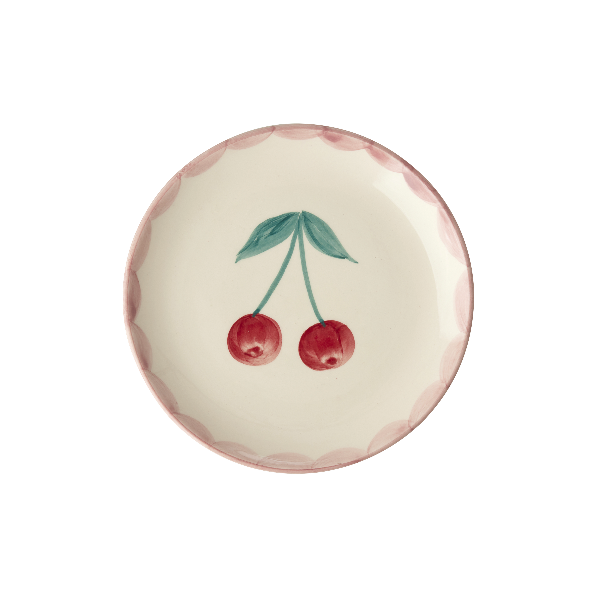 Ceramic Cake Plate with Hand Painted Cherries by Rice By Rice - main product image for Resin Society
