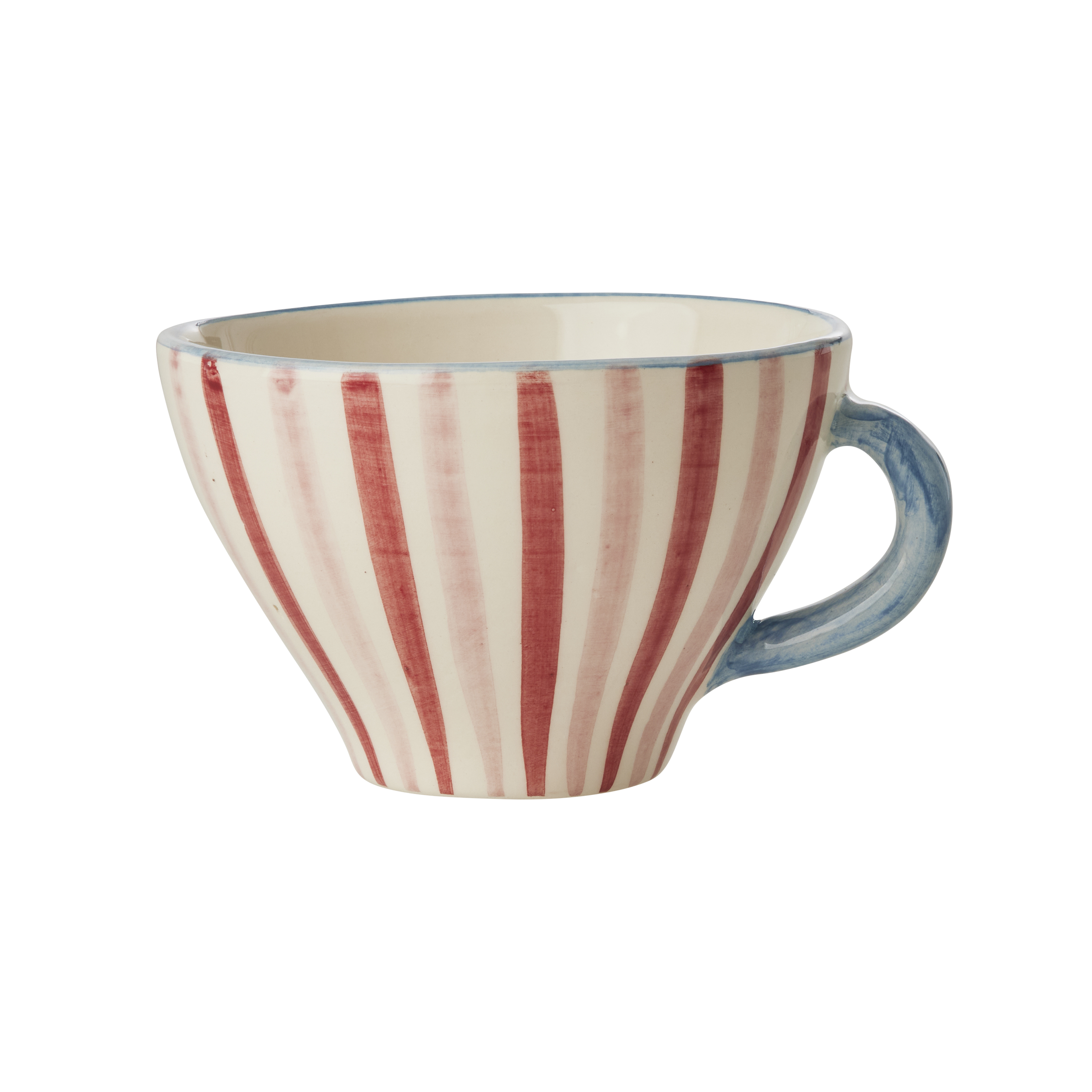 Ceramic Tea Cup with Hand Painted Stripes - 5.0 oz by Rice By Rice - main product image for Resin Society