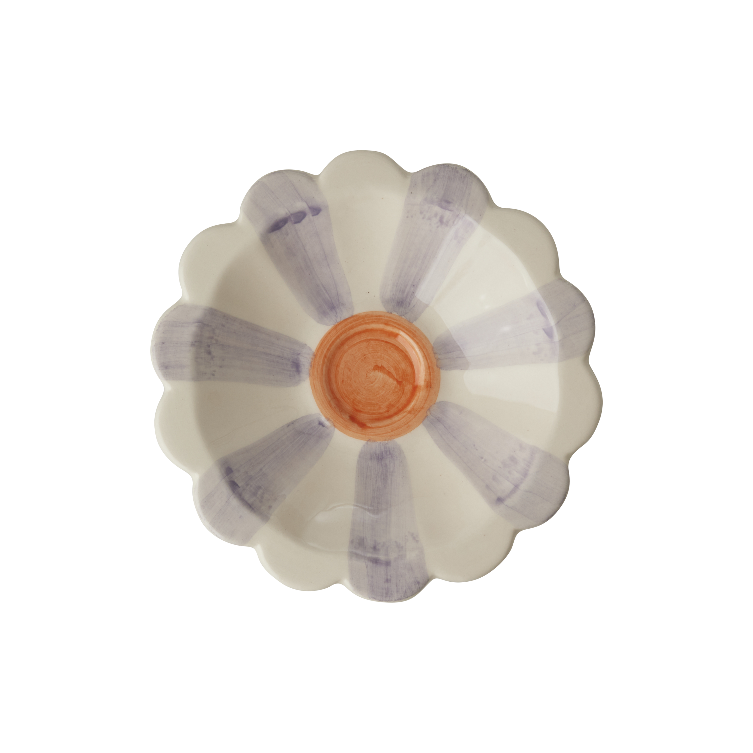 Ceramic Flower Dipping Bowl with Lavender Hand Painted Stripes by Rice By Rice - main product image for Resin Society
