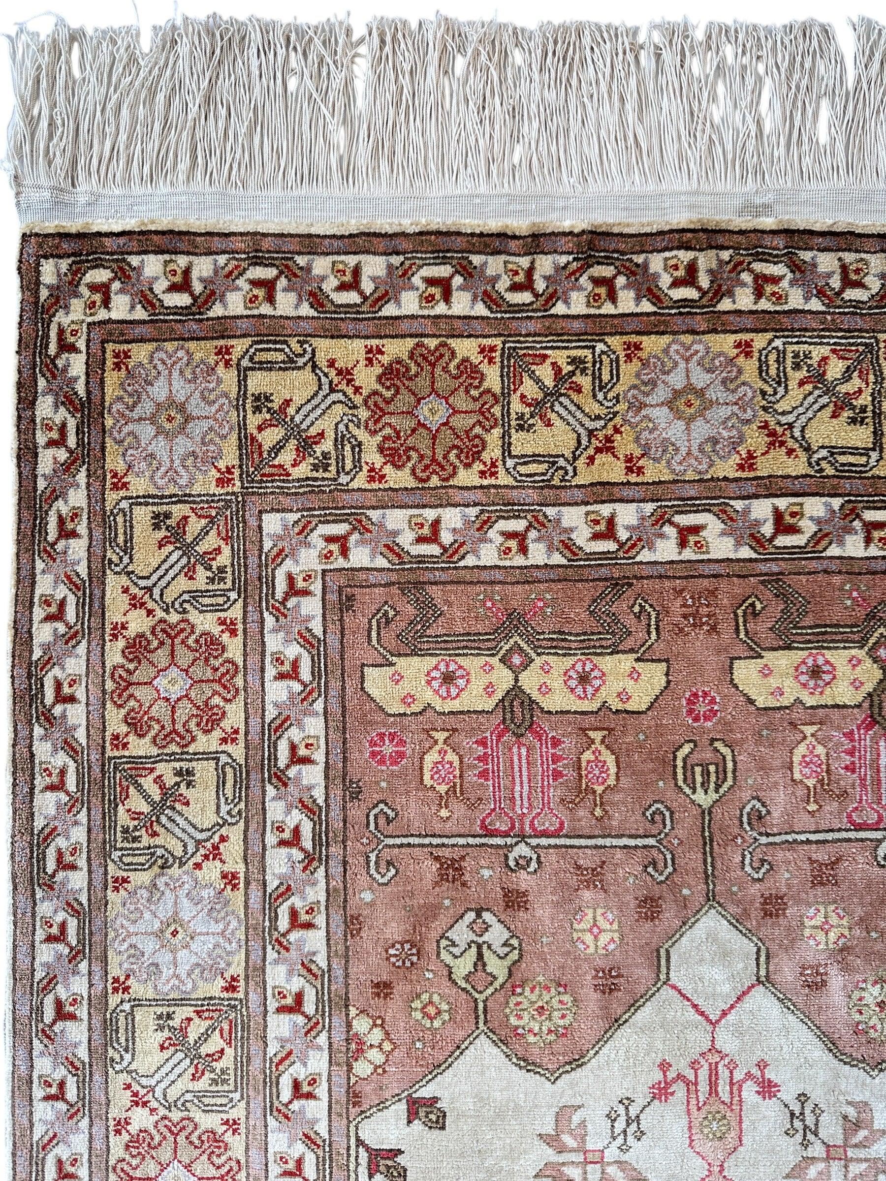 Luxurious Hand-Knotted Pure Silk Turkish Kayseri Rug – Intricate Floral by Rugistan - product image 9 for Resin Society
